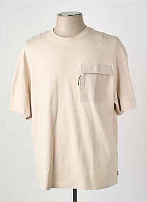 Tricou guler rotund mâneci scurte bej JACK & JONES bărbat