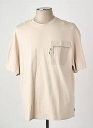 Tricou guler rotund mâneci scurte bej JACK & JONES bărbat