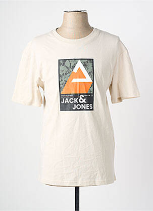 Tricou guler rotund mâneci scurte bej JACK & JONES bărbat