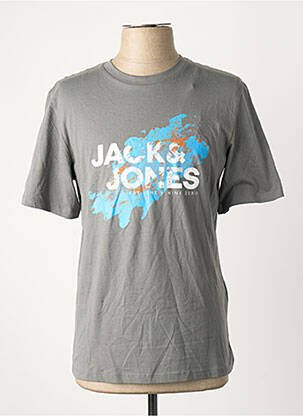 Tricou guler rotund gri JACK & JONES bărbat