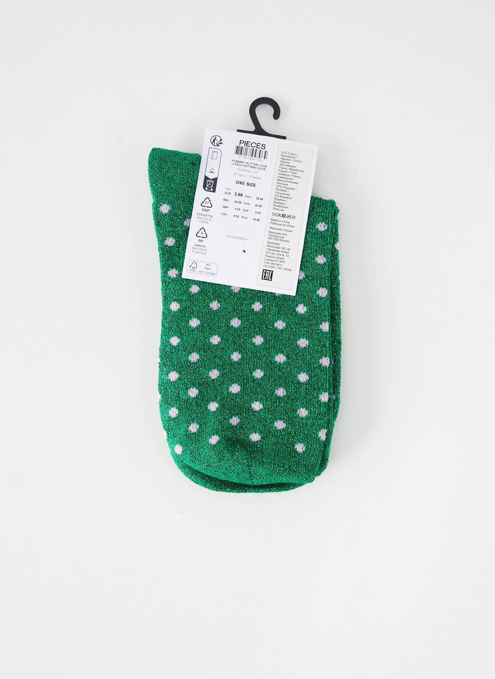 Șosete verde PIECES femeie