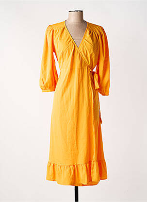 Rochie lungă mâneci 3/4 portocalie ONLY femeie