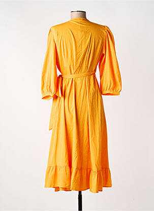 Rochie lungă mâneci 3/4 portocalie ONLY femeie