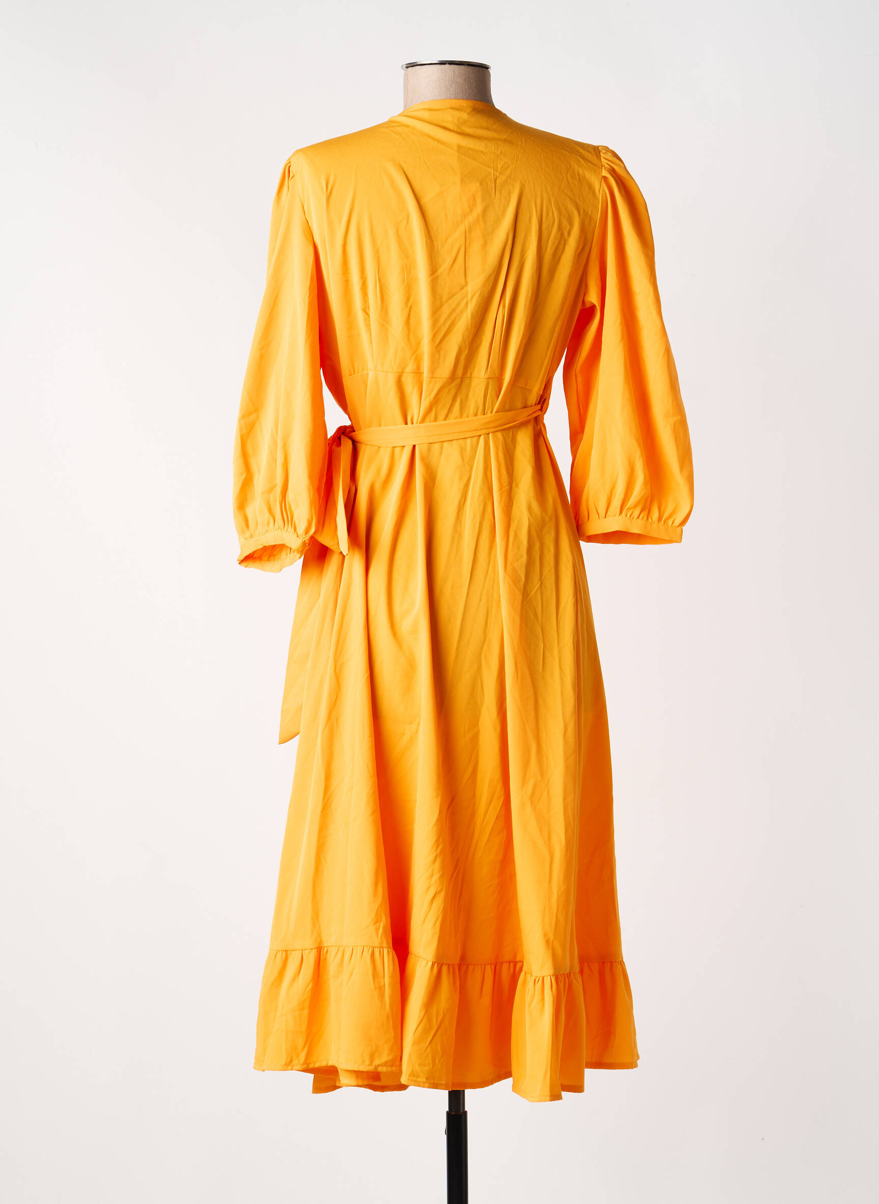 Rochie lungă mâneci 3/4 portocalie ONLY femeie