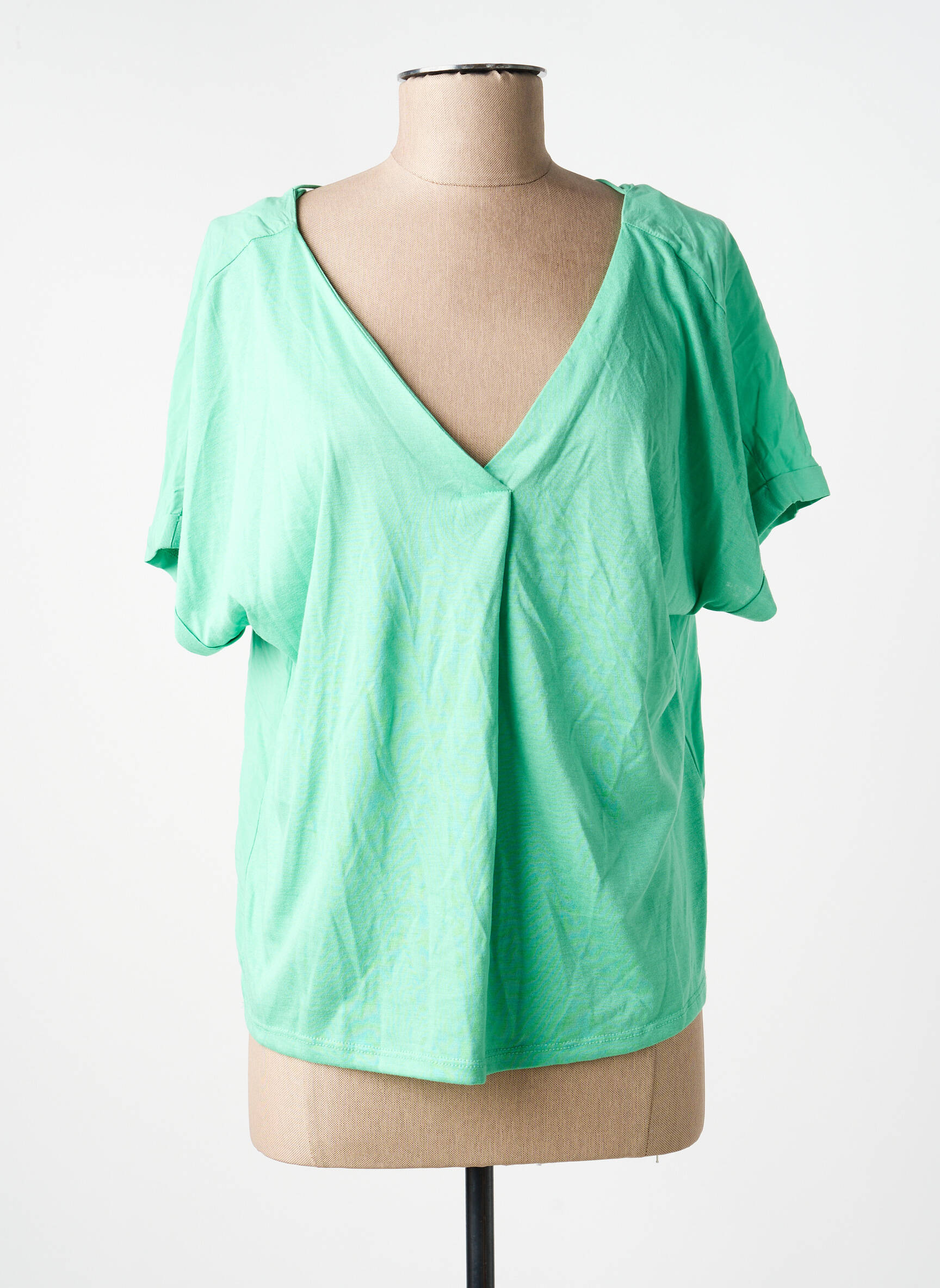Tricou guler în v verde VERO MODA femeie