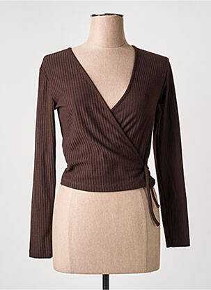 Cardigan petrecut mâneci lungi maro ONLY femeie