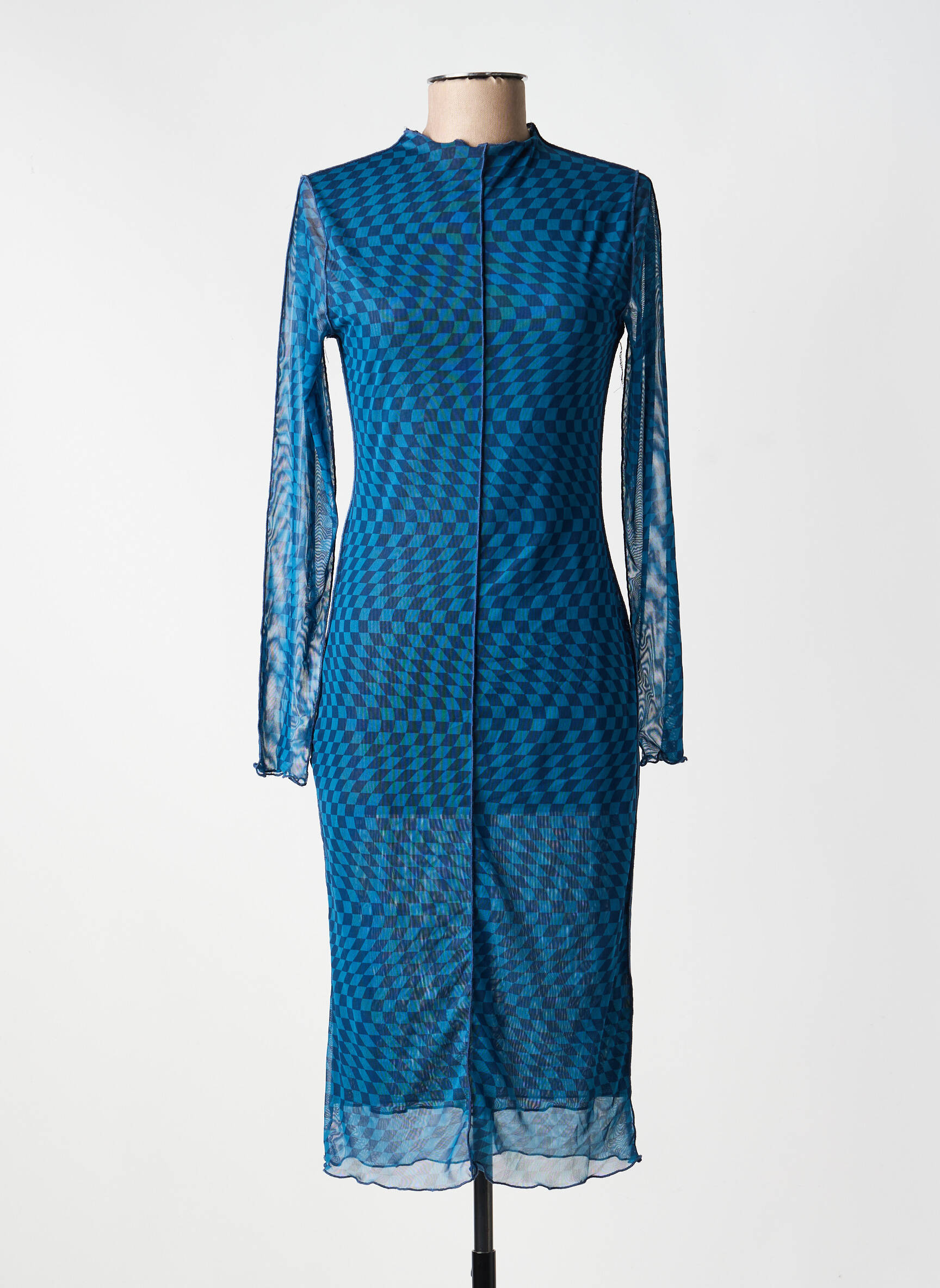 Rochie midi guler rotund albastru ONLY femeie