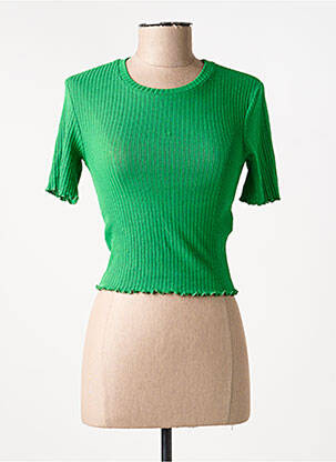 Tricou croială dreaptă mâneci scurte verde ONLY femeie