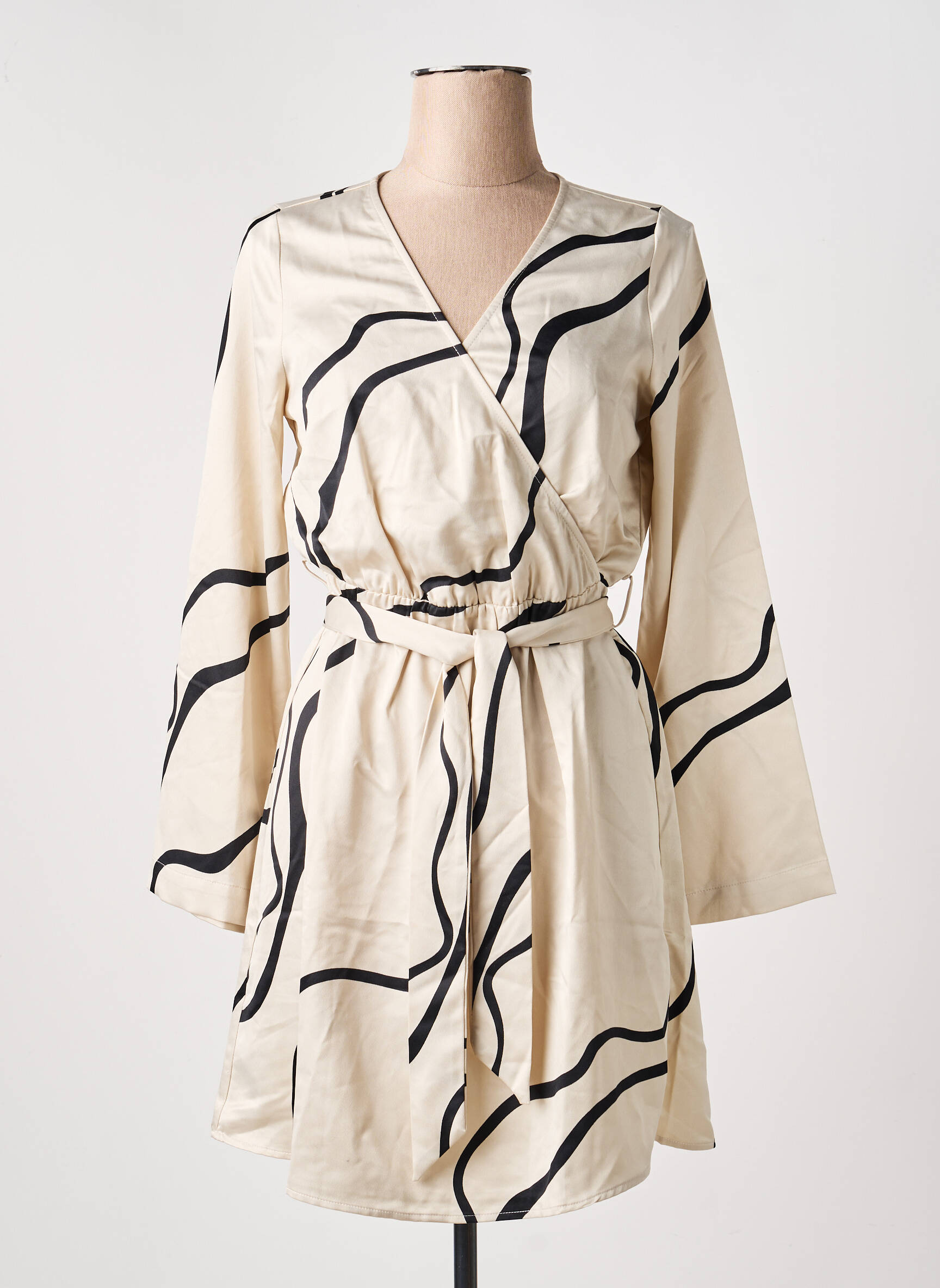 Rochie scurtă mâneci lungi mâneci lungi bej VERO MODA femeie