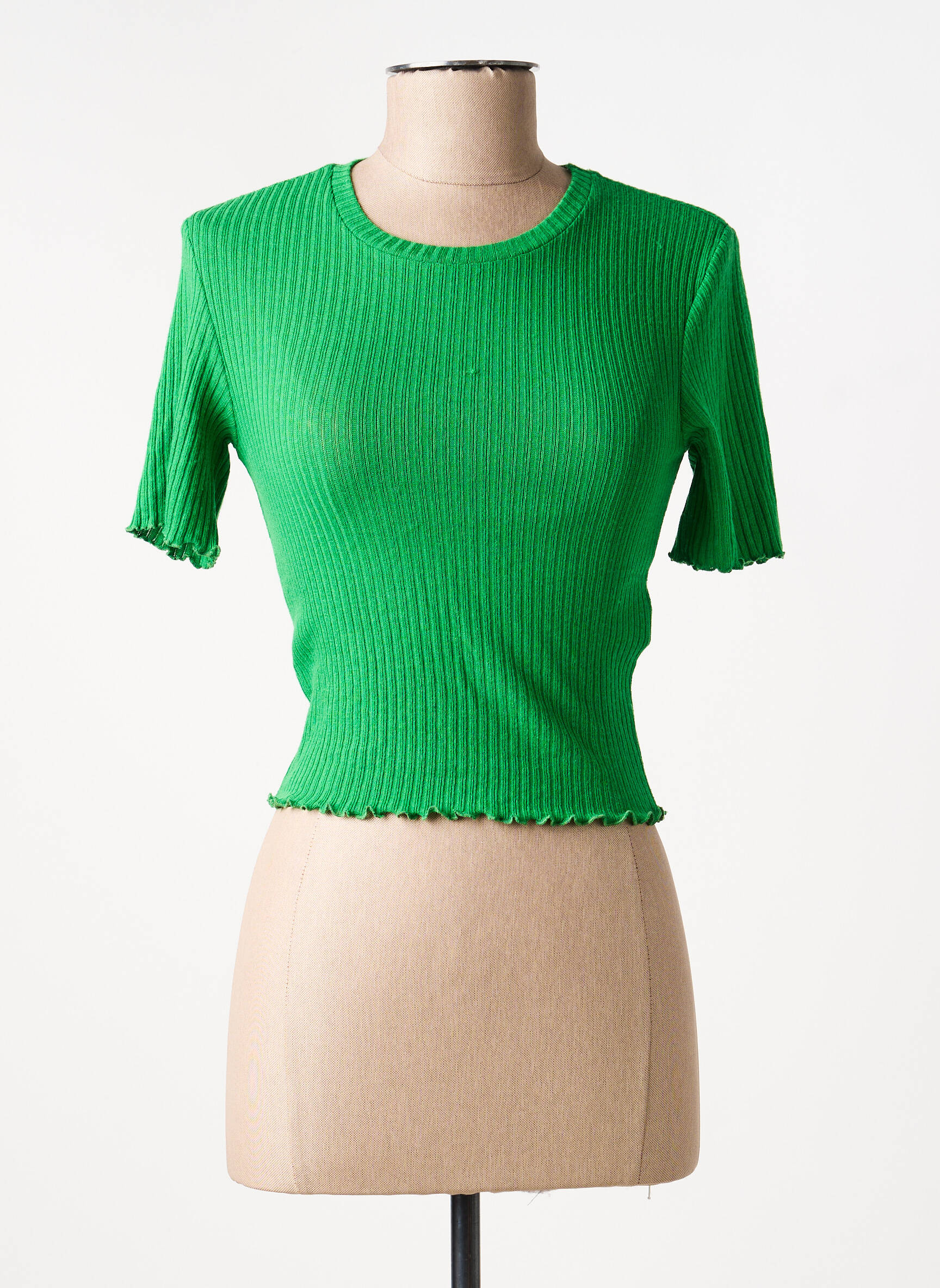 Tricou croială dreaptă mâneci scurte verde ONLY femeie
