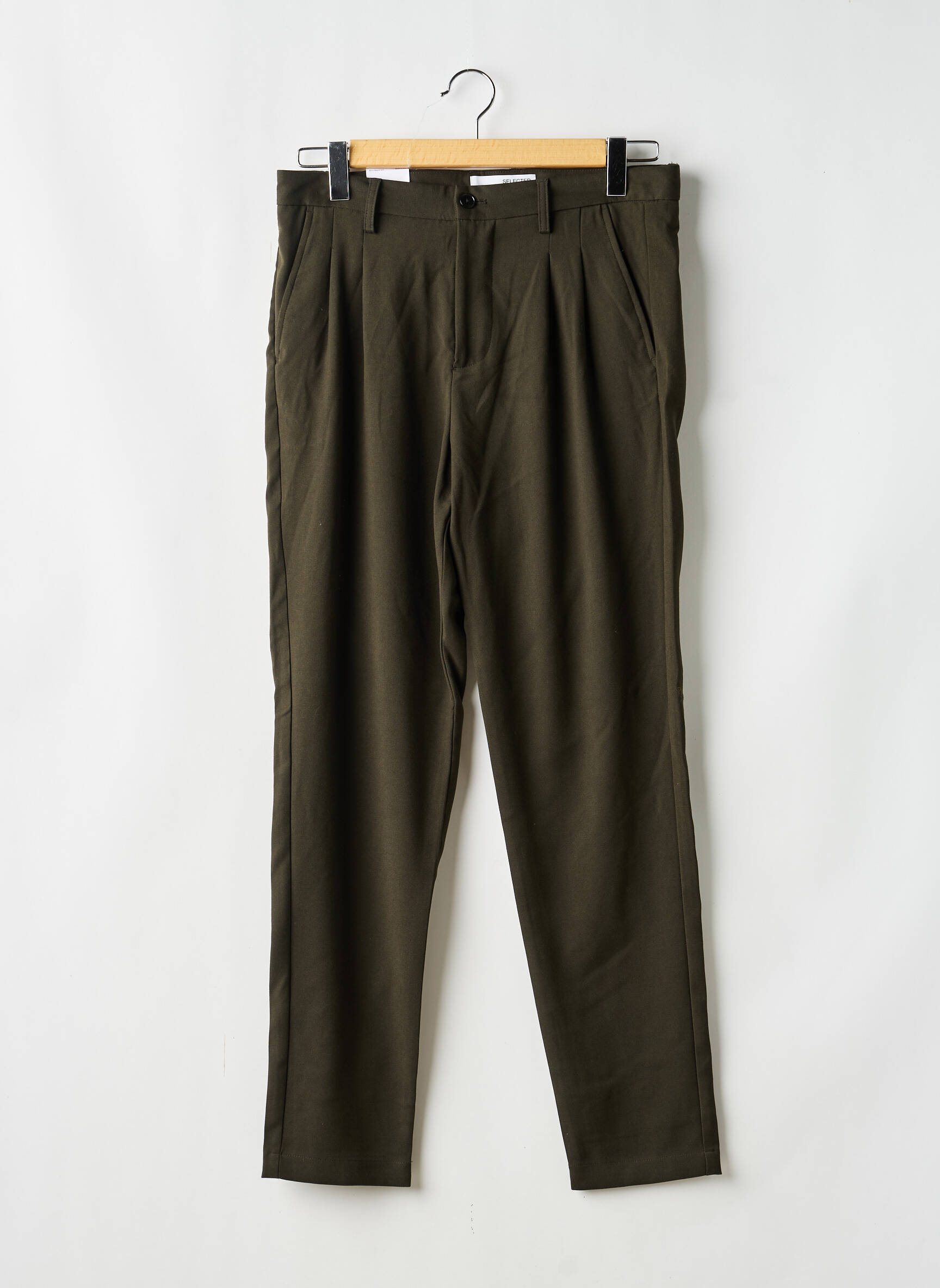 Pantalon drept mărime normală mărime normală verde SELECTED bărbat
