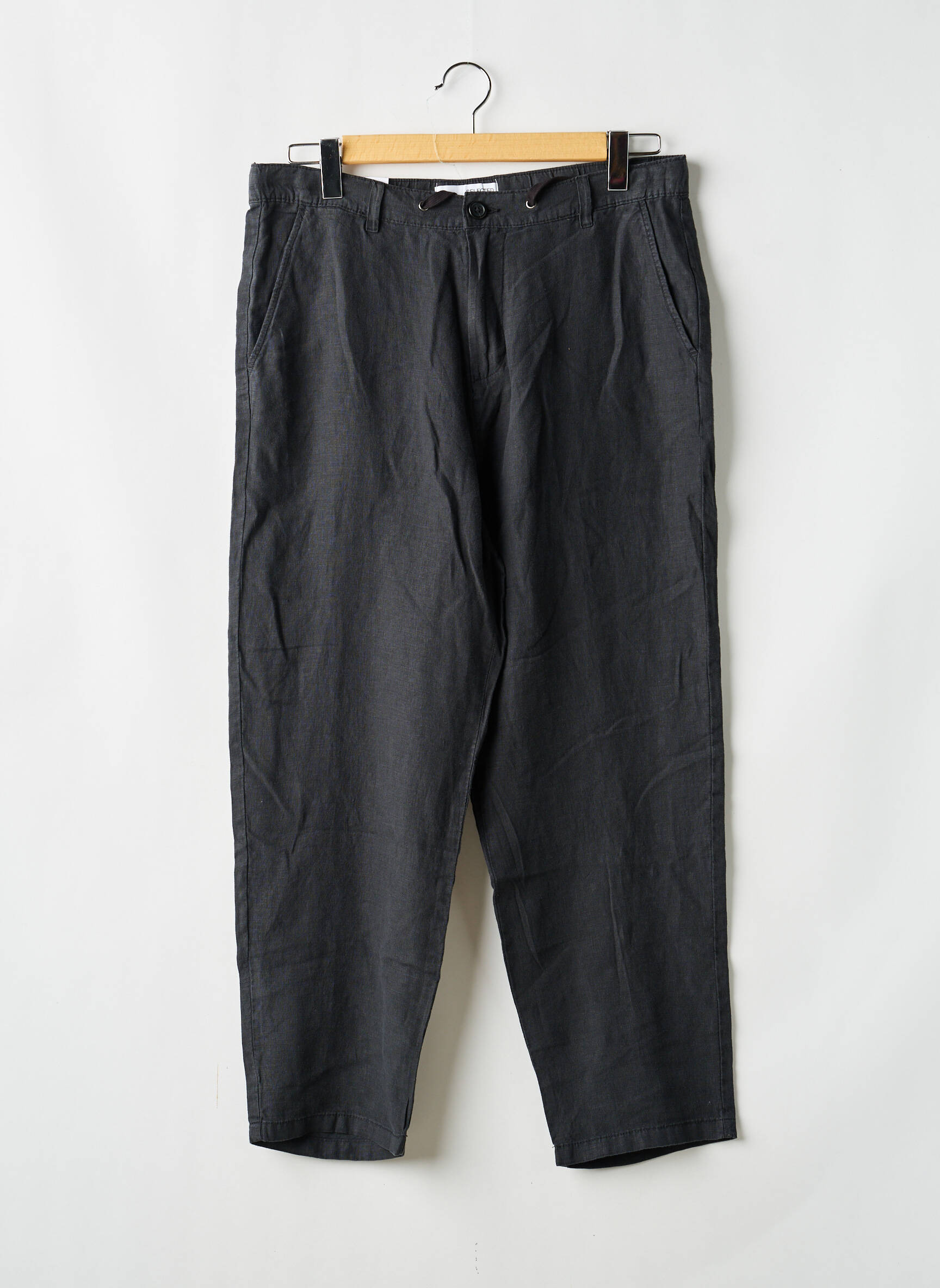 Pantalon drept talie joasă negru SELECTED bărbat
