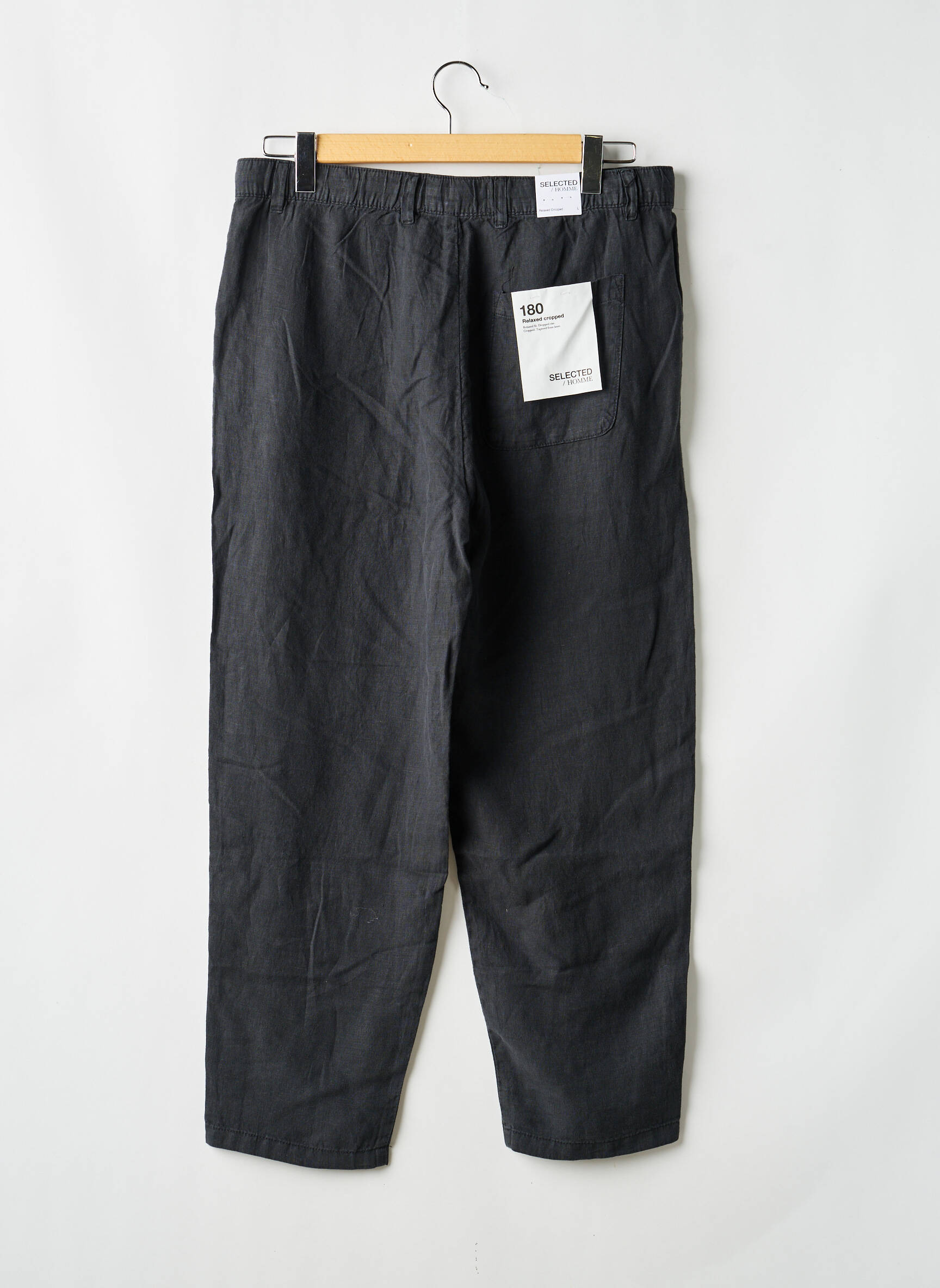 Pantalon drept talie joasă negru SELECTED bărbat