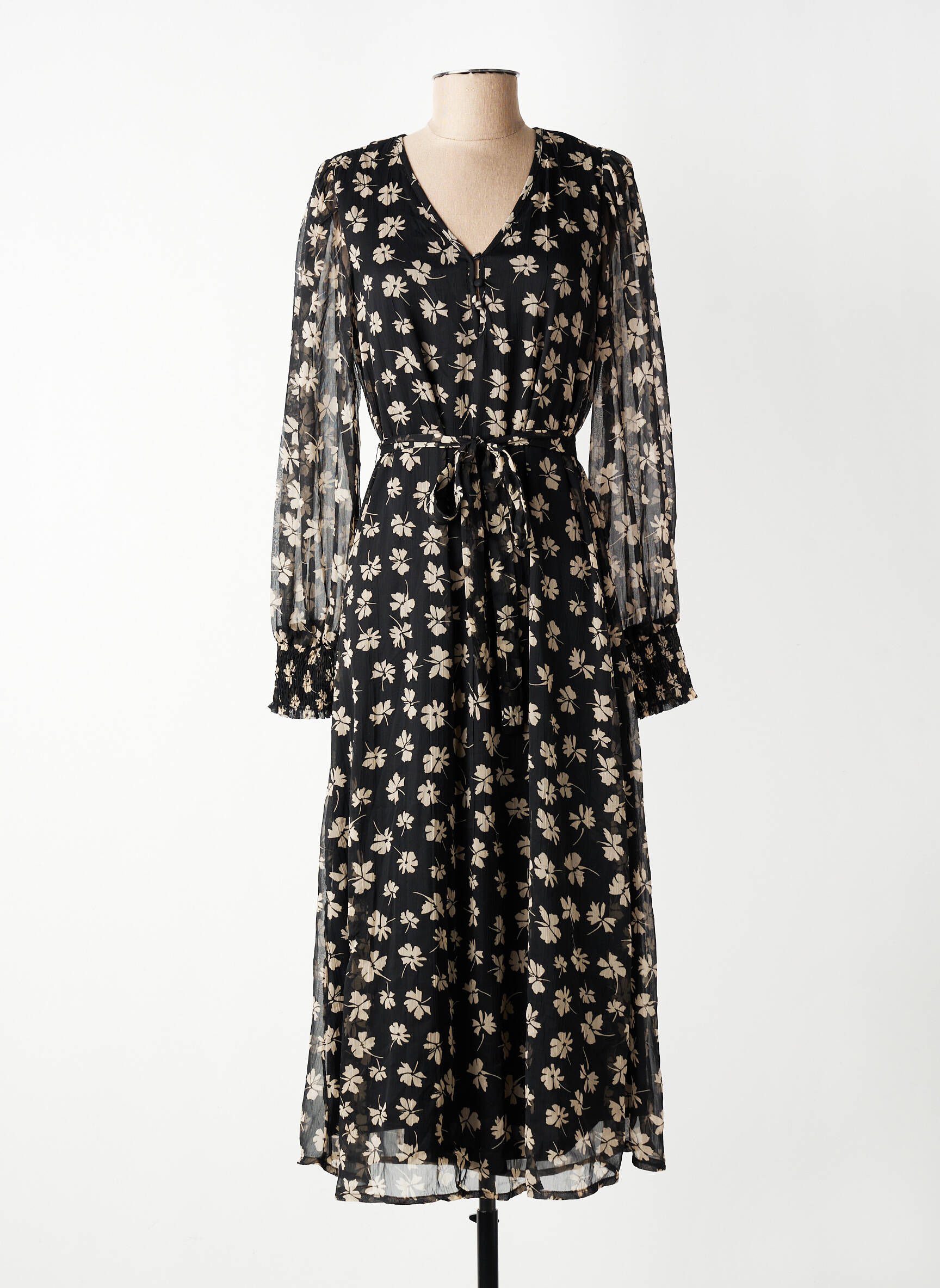 Rochie lungă guler în v negru VERO MODA femeie
