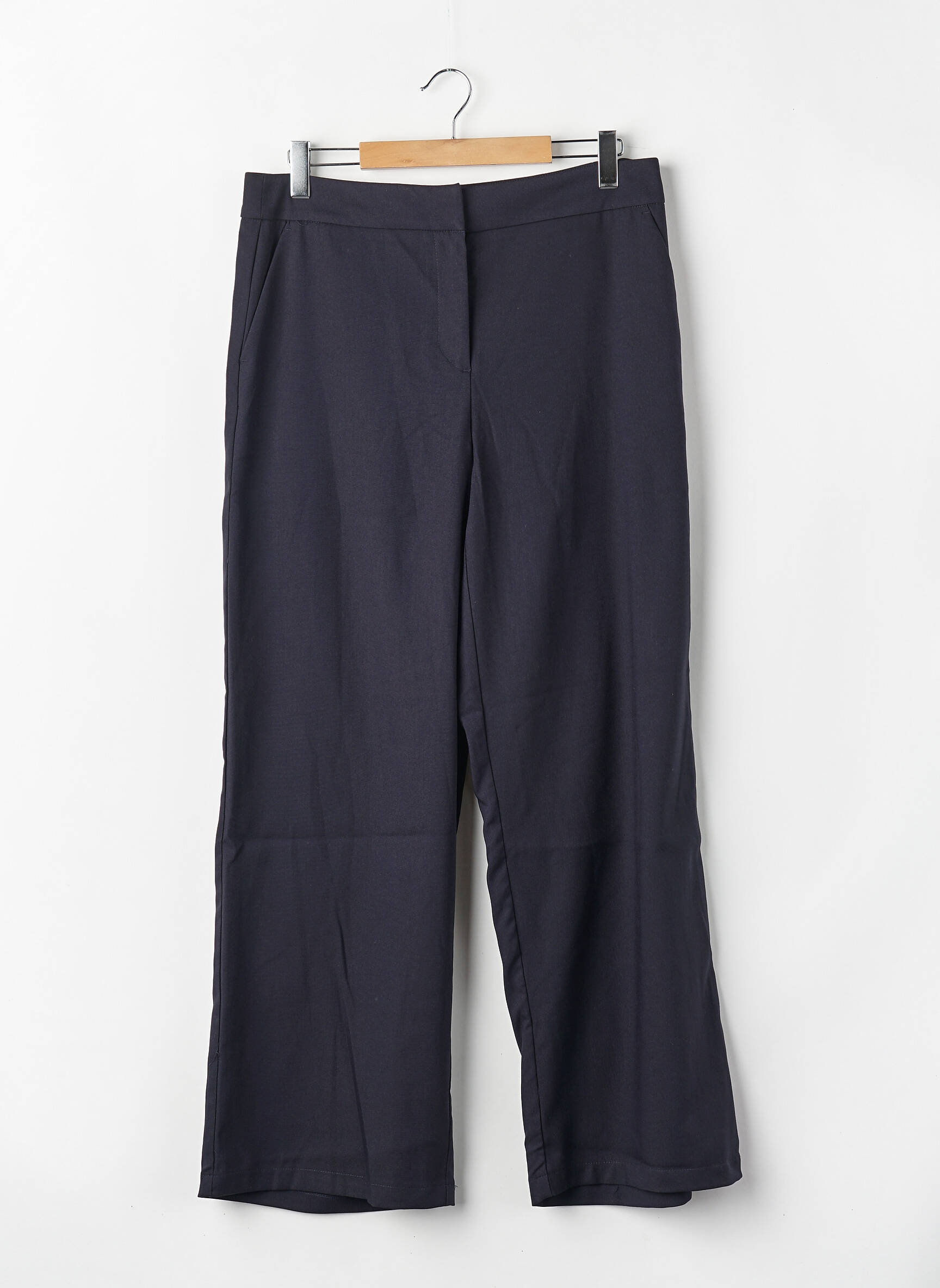Pantalon drept închidere cu fermoar sub clapetă cu cârlig talie înaltă albastru VERO MODA femeie