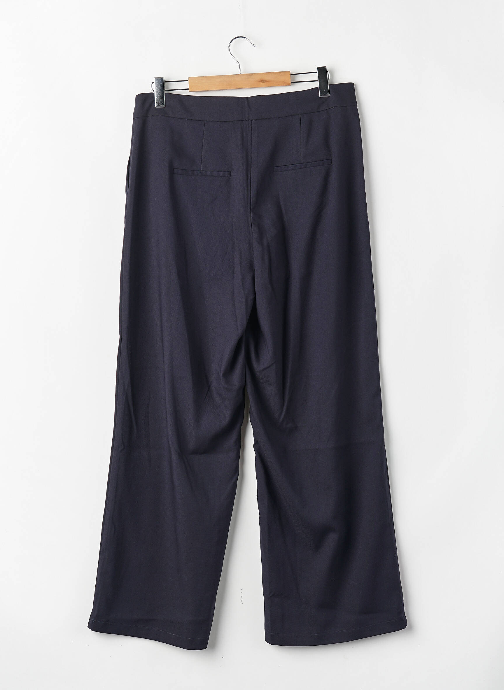 Pantalon drept închidere cu fermoar sub clapetă cu cârlig talie înaltă albastru VERO MODA femeie