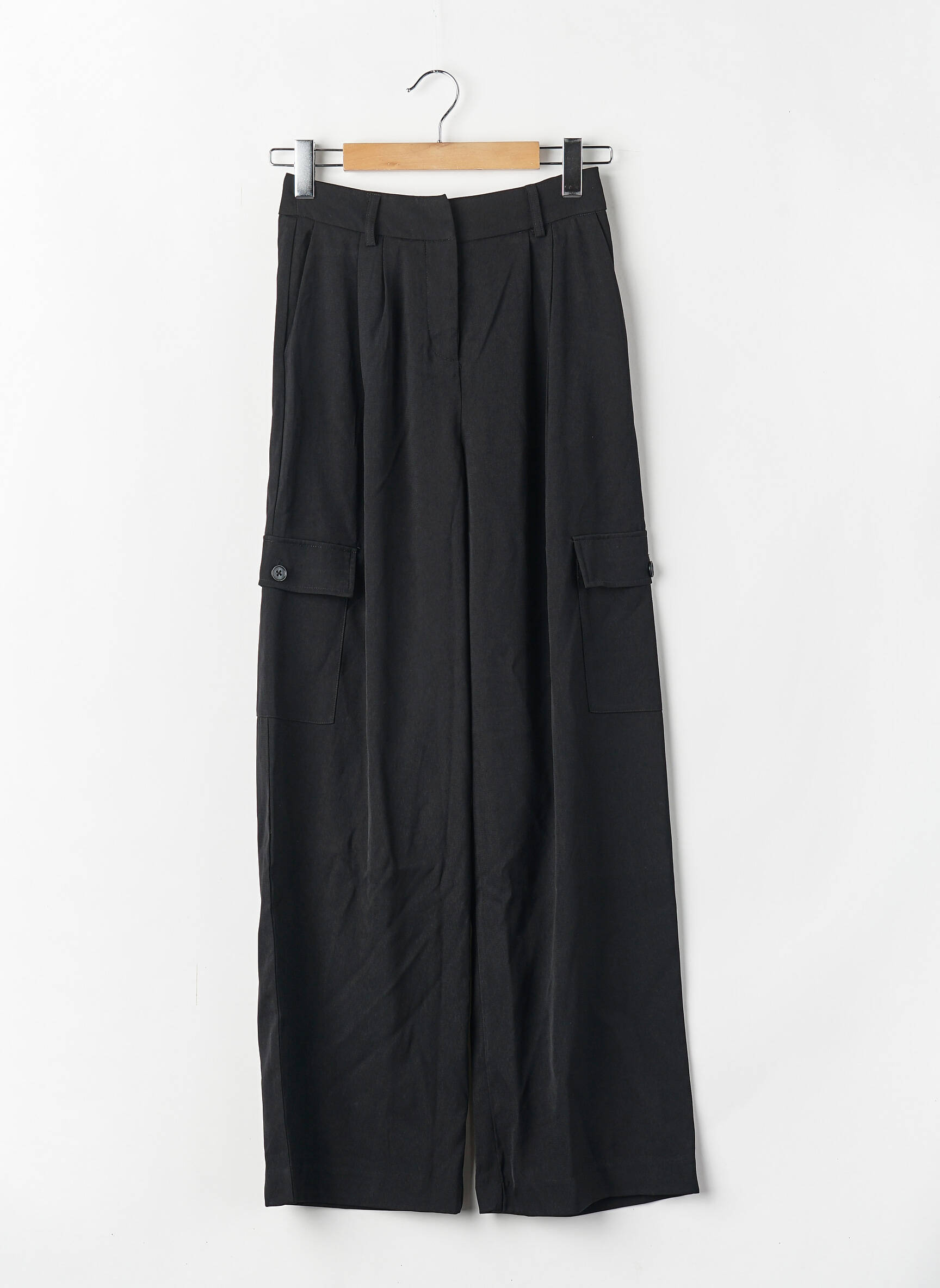 Pantalon cargo talie înaltă negru VILA femeie