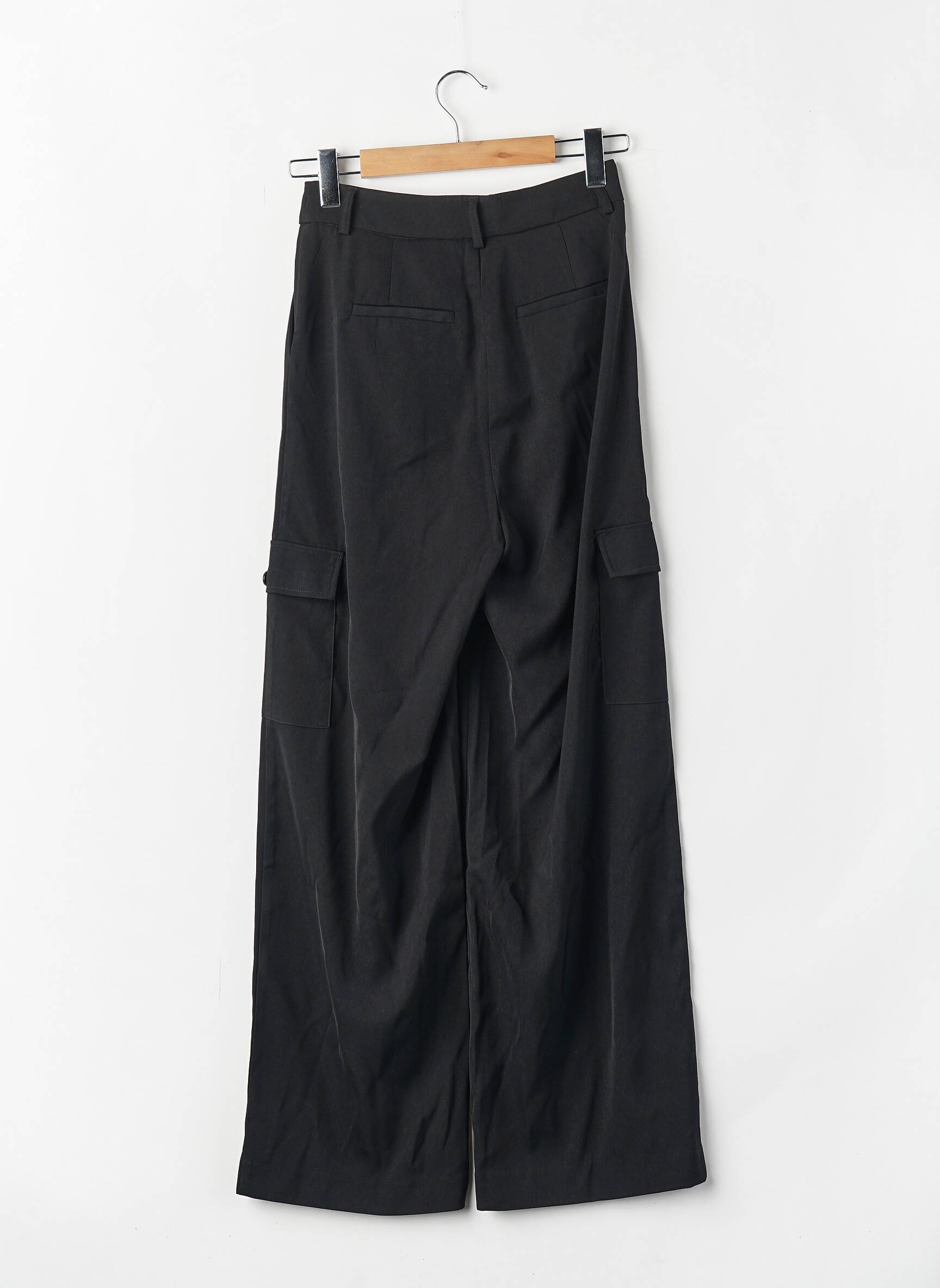 Pantalon cargo talie înaltă negru VILA femeie