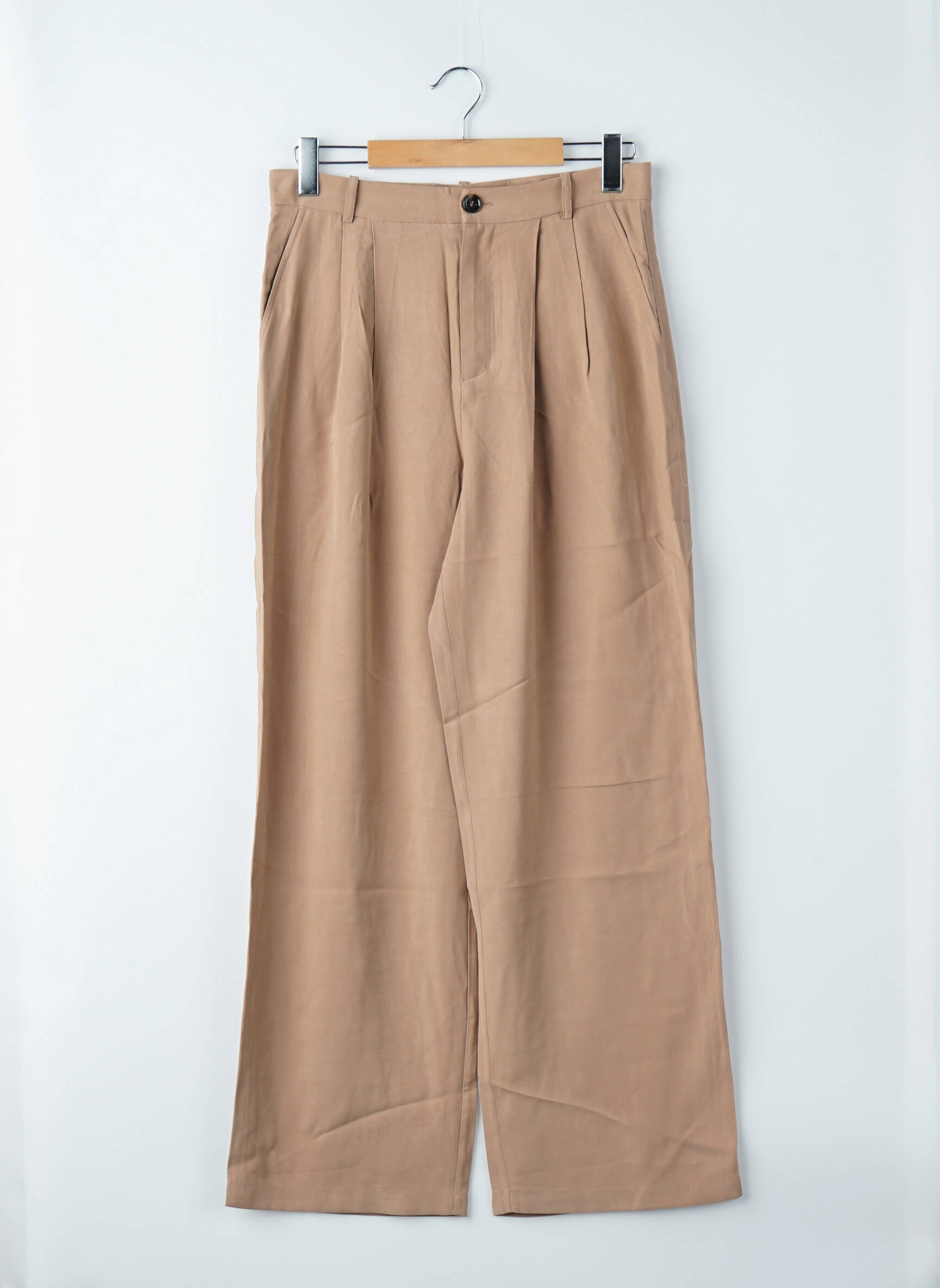 Pantalon larg bej MANGO femeie
