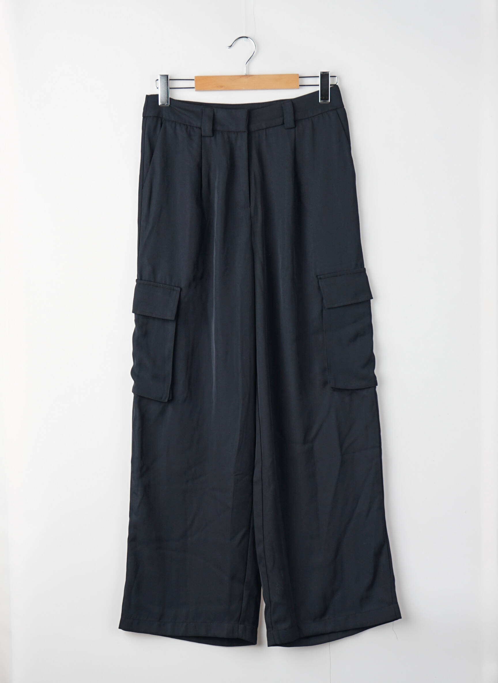 Pantalon cargo croială dreaptă talie înaltă negru VILA femeie
