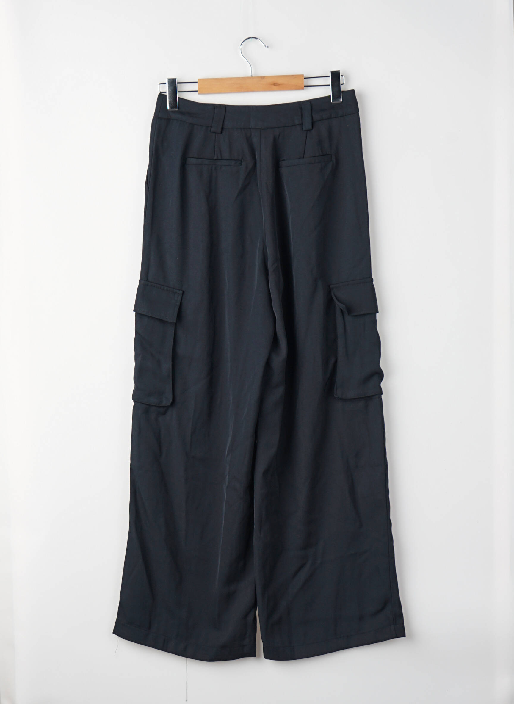 Pantalon cargo croială dreaptă talie înaltă negru VILA femeie