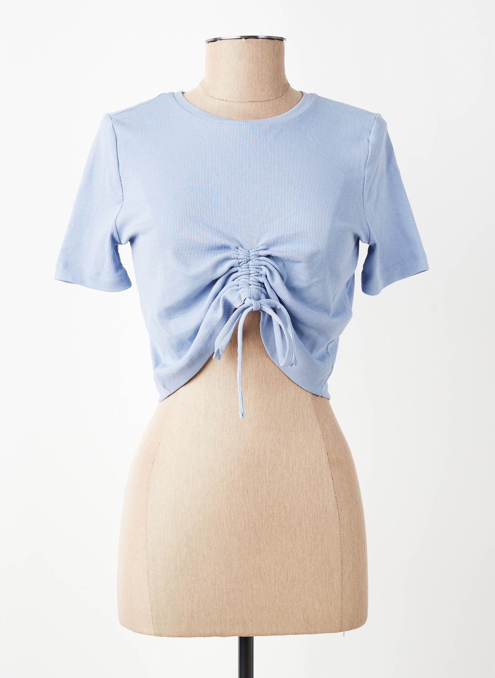Tricou guler rotund mâneci scurte albastru NOISY MAY femeie