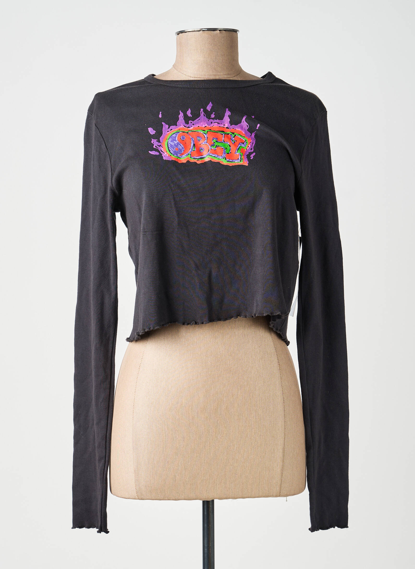 Top negru OBEY femeie