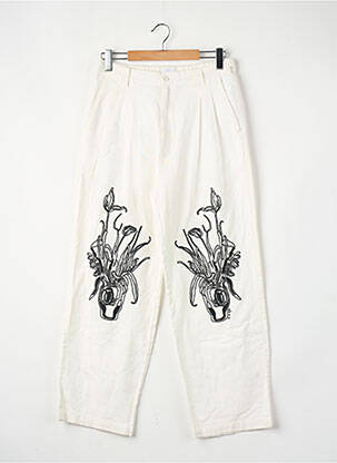 Pantalon drept alb OBEY femeie