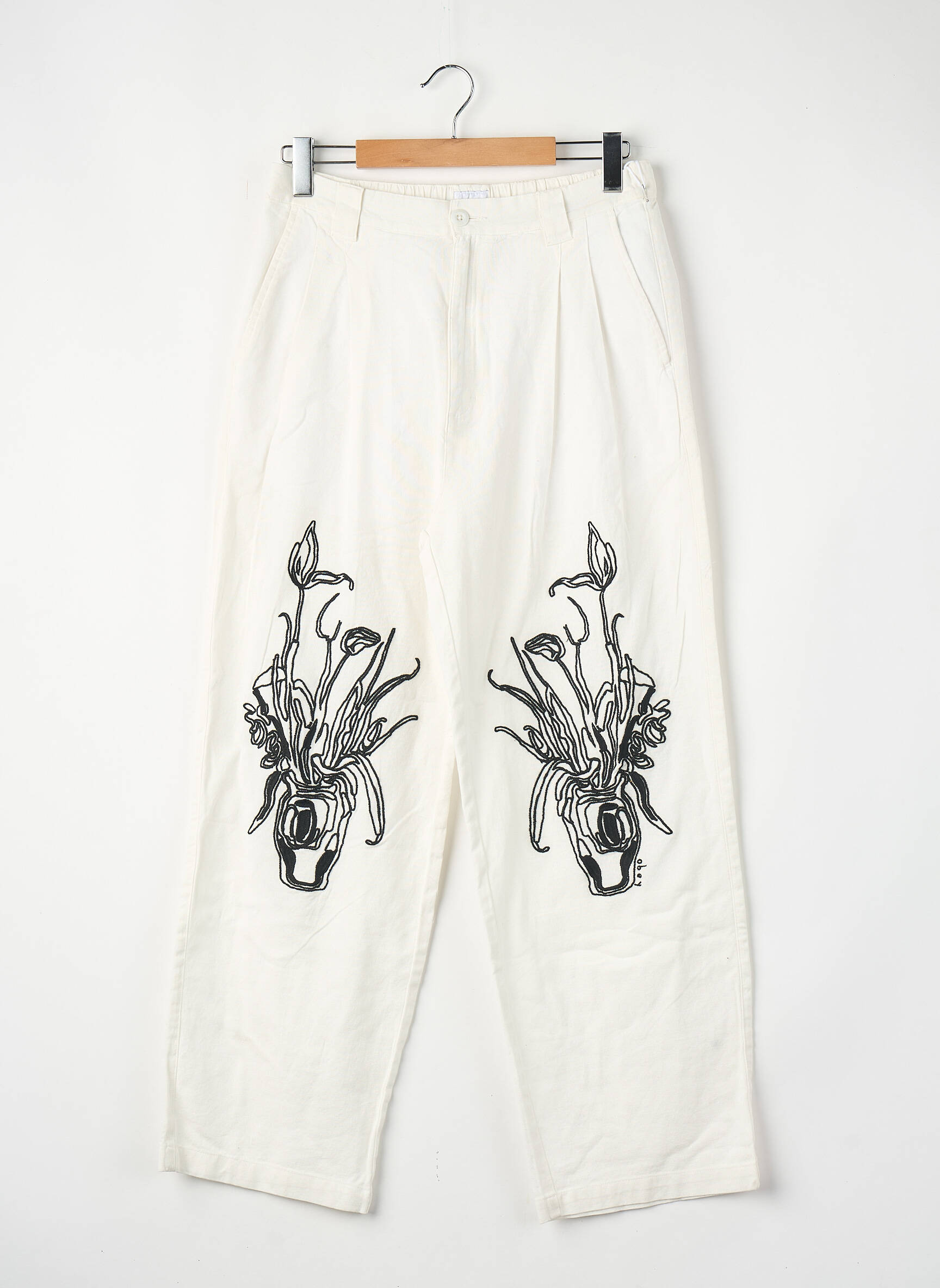 Pantalon drept alb OBEY femeie