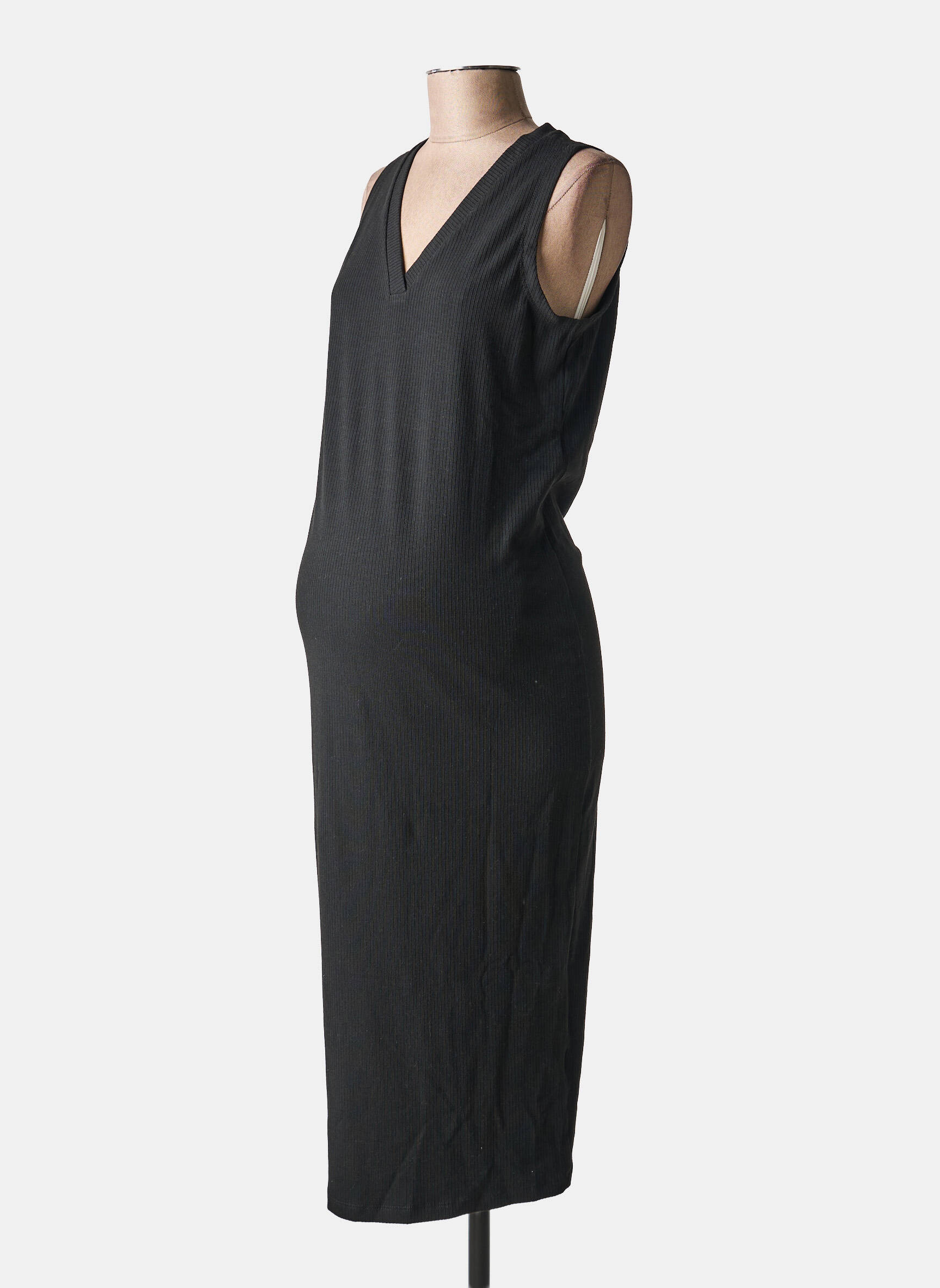 Rochie de maternitate guler în v negru SUPERMOM femeie