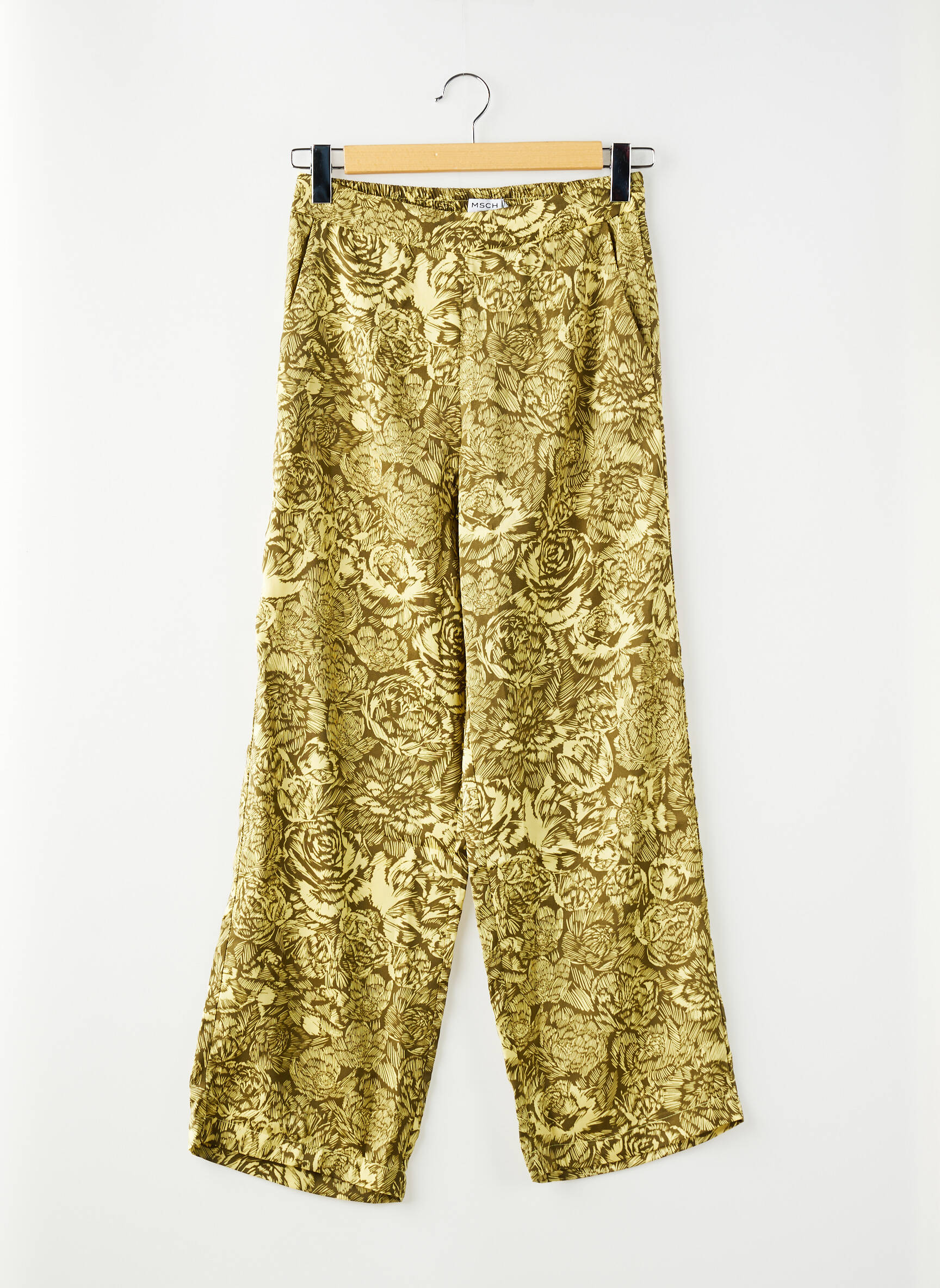Pantalon larg galben MSCH COPENHAGEN femeie