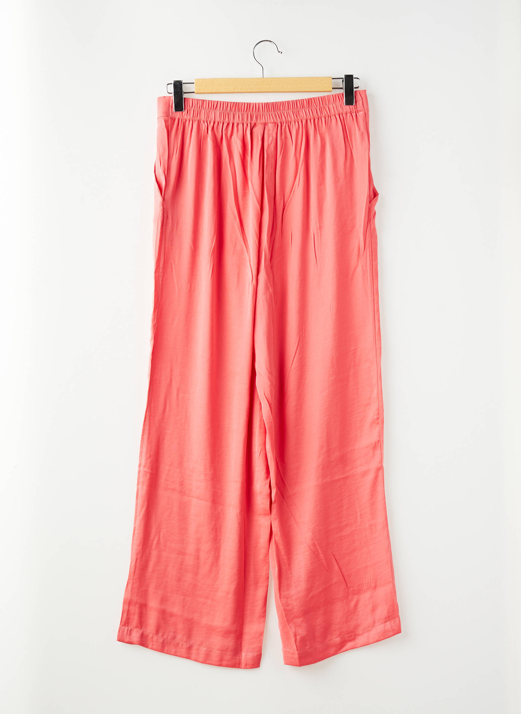 Pantalon larg roz MSCH COPENHAGEN femeie