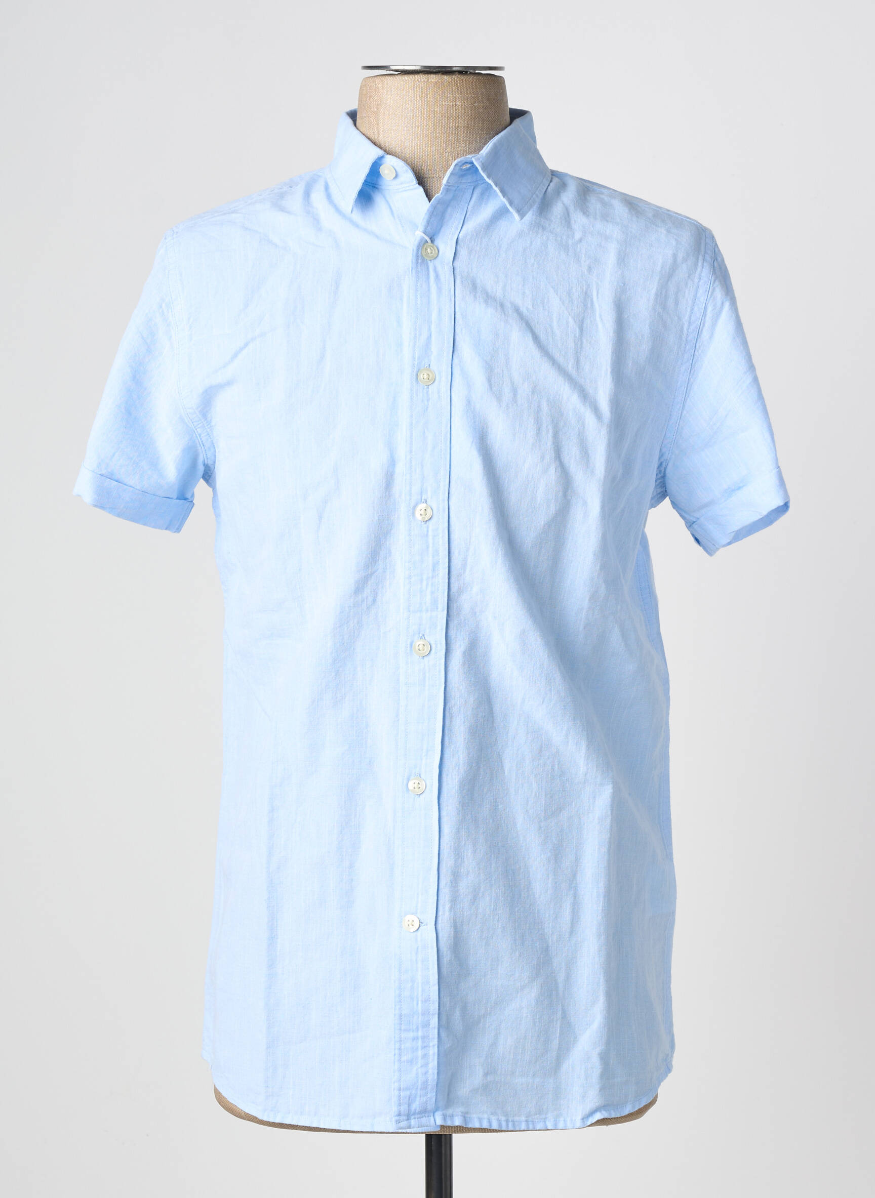 Cămașă cu mâneci scurte albastru KNOWLEDGE COTTON APPAREL bărbat