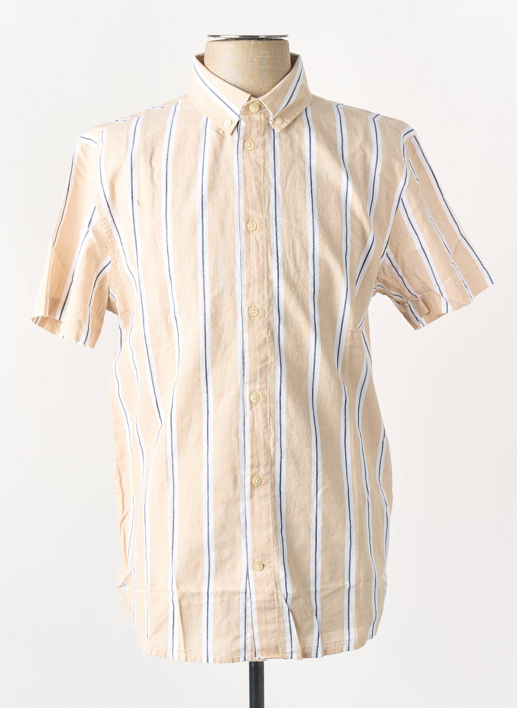Cămașă cu mâneci scurte bej KNOWLEDGE COTTON APPAREL bărbat