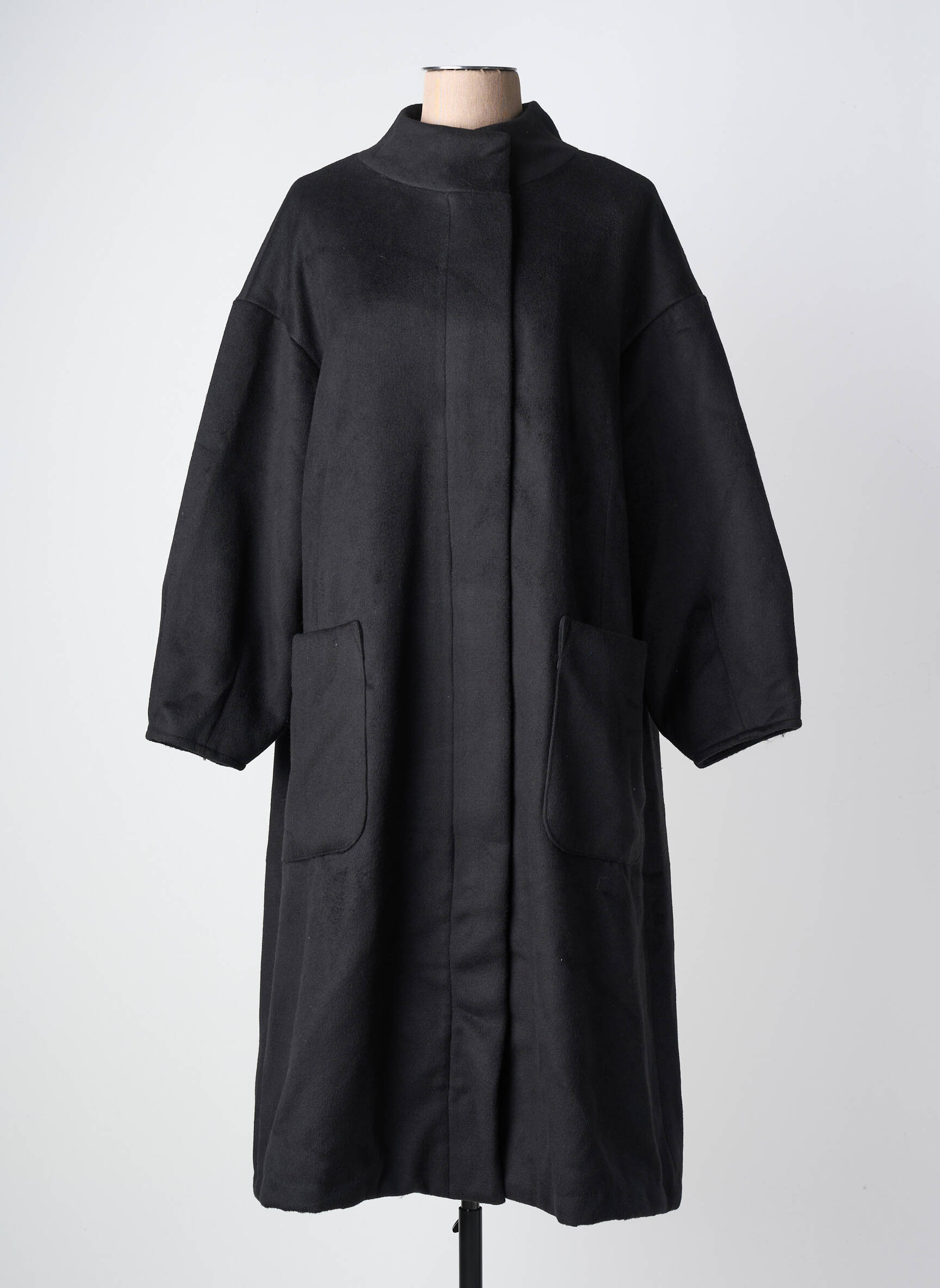 Palton lung negru MAT FASHION femeie