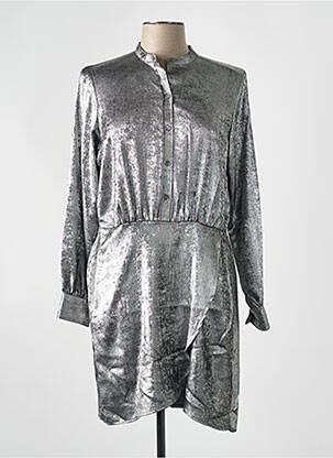 Rochie scurtă guler rotund argintiu HARTFORD femeie