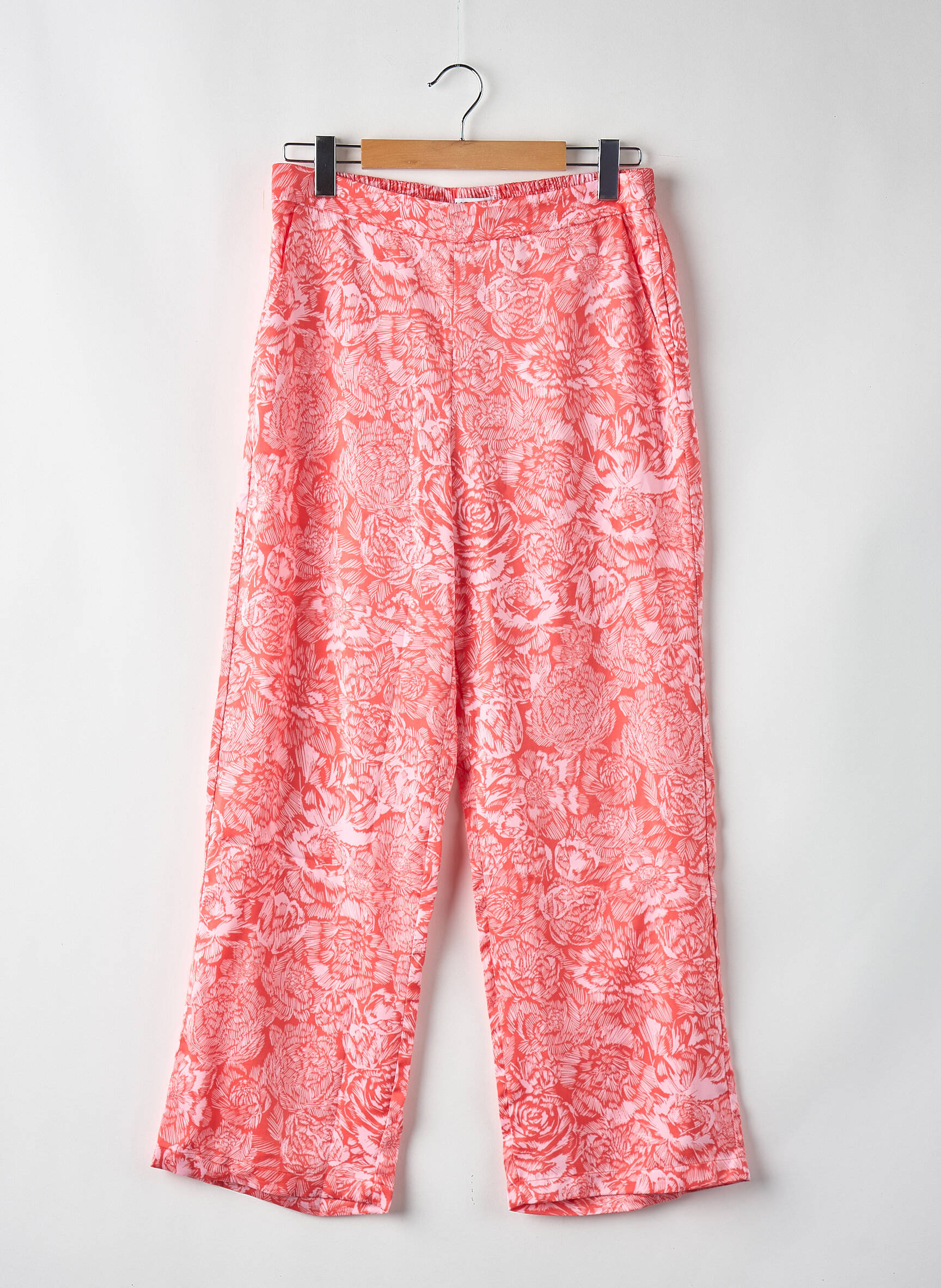 Pantalon larg roz MSCH COPENHAGEN femeie