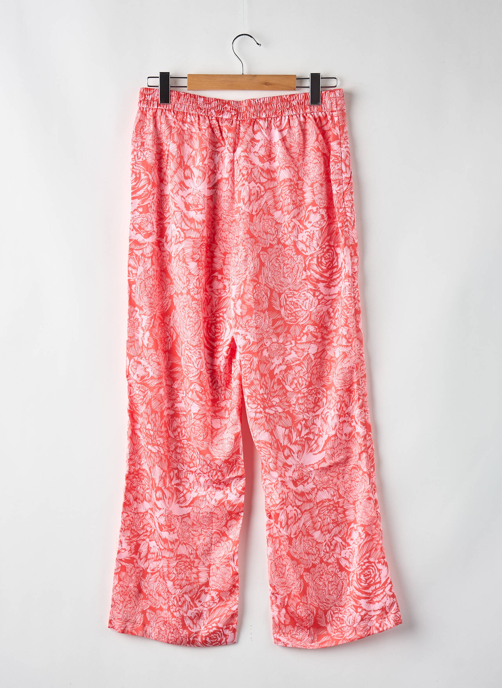 Pantalon larg roz MSCH COPENHAGEN femeie