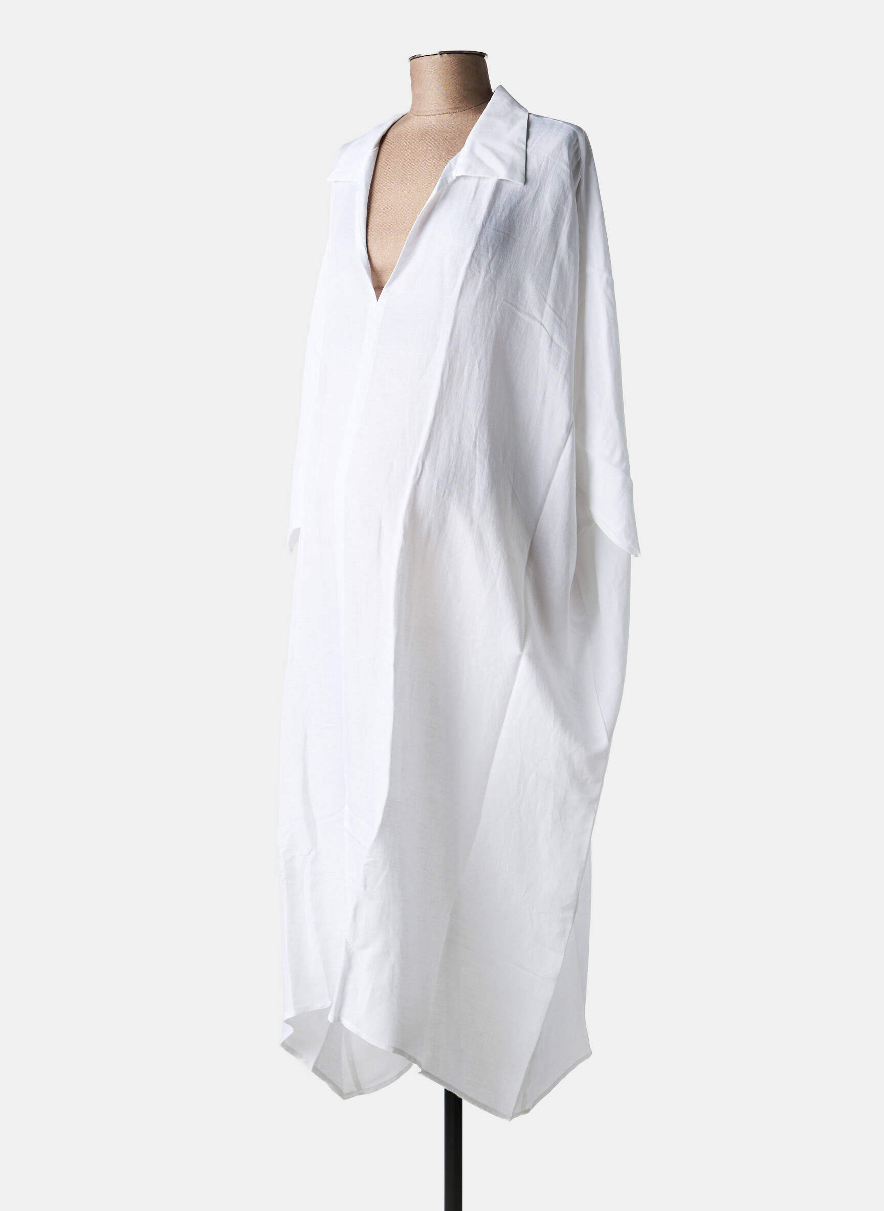Rochie midi guler în v alb MAT FASHION femeie