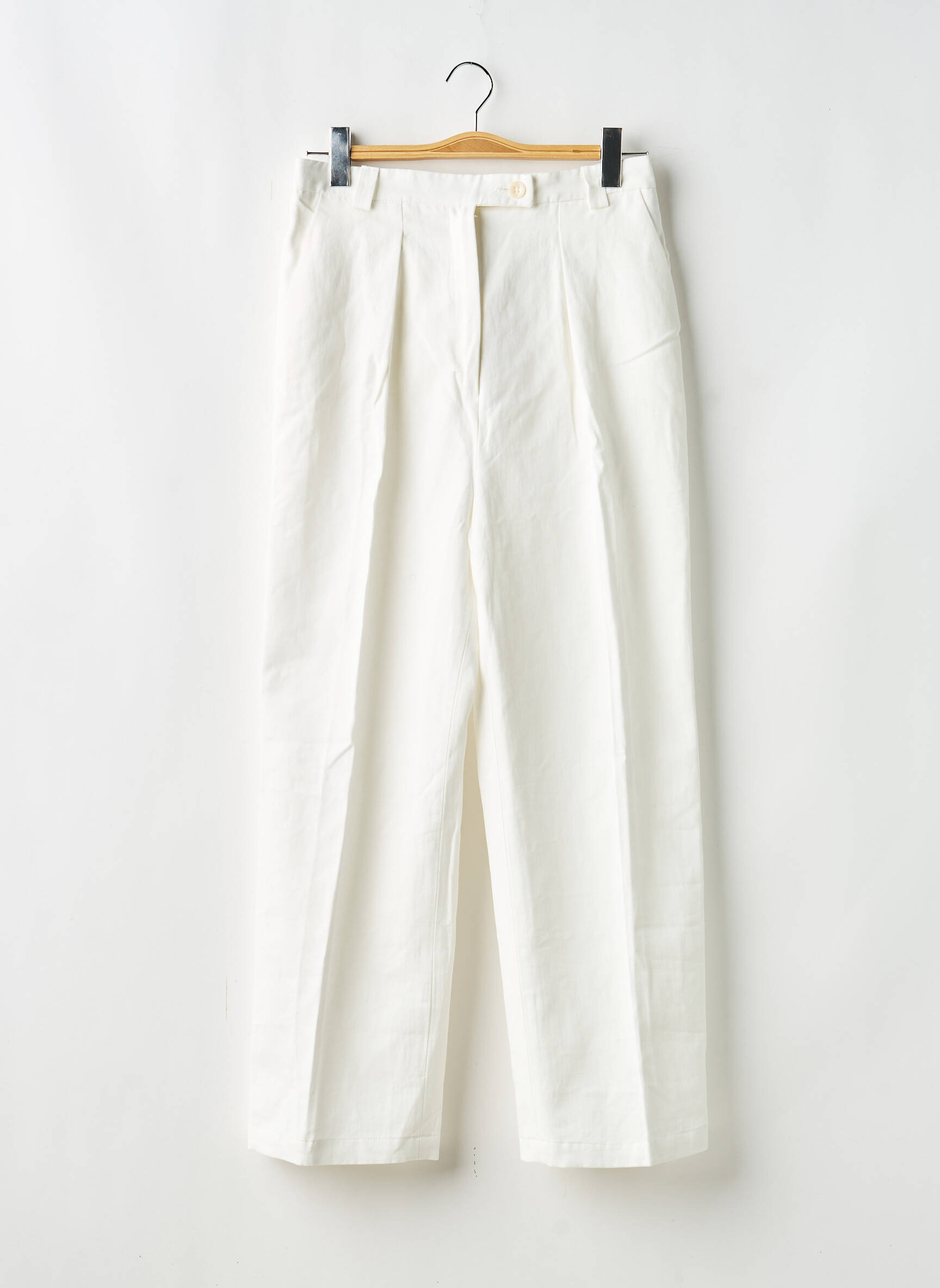 Pantalon drept alb THE NEW SOCIETY femeie