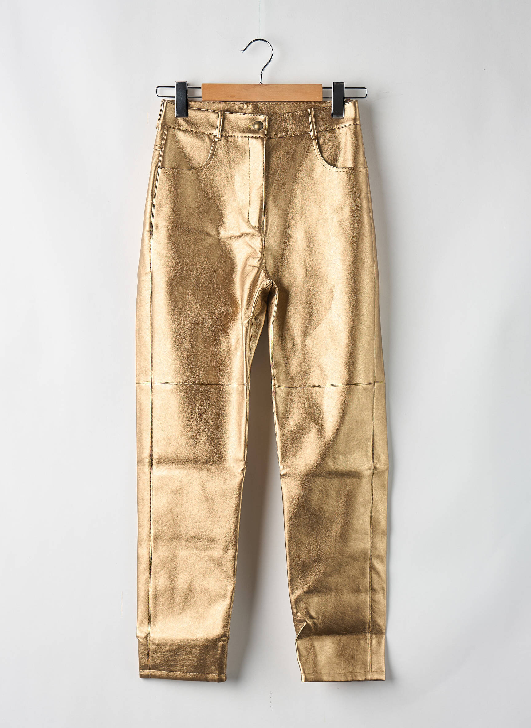 Pantalon drept auriu THE LABEL EDITION femeie
