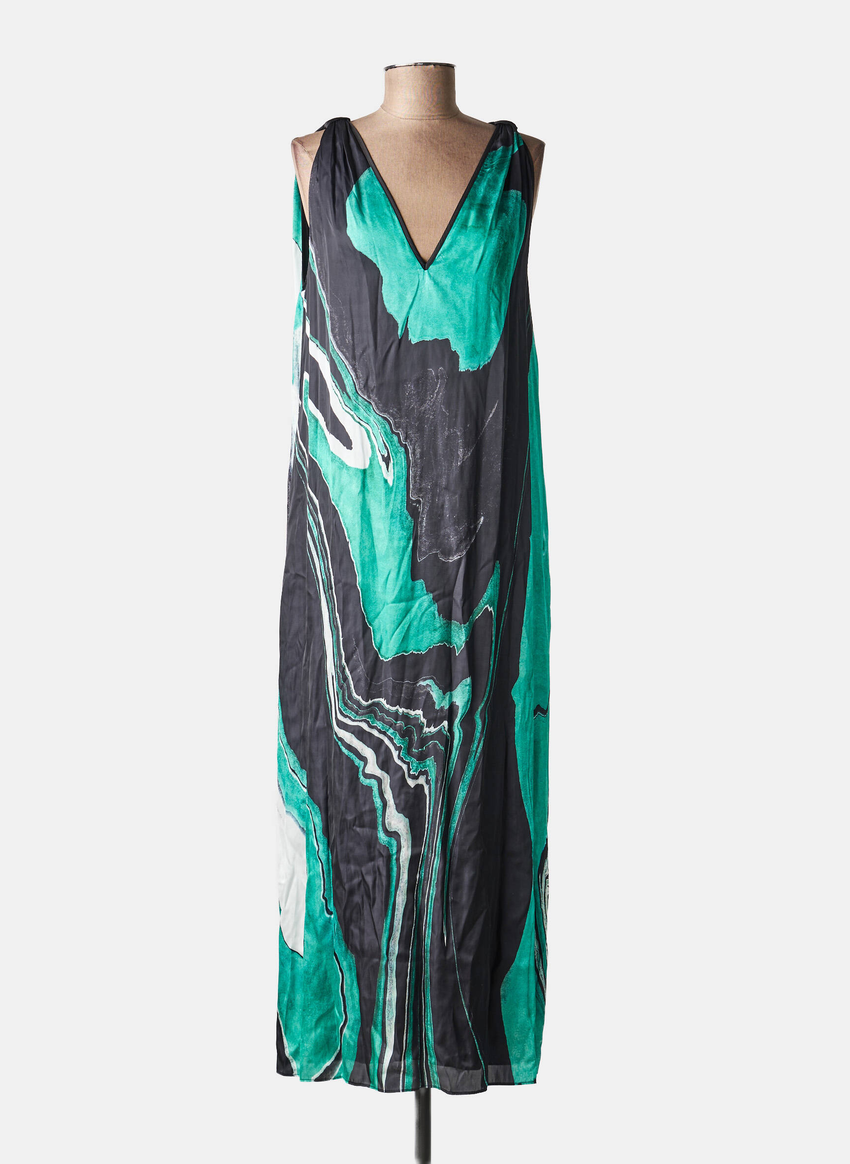 Rochie lungă guler în v verde THE KOOPLES femeie