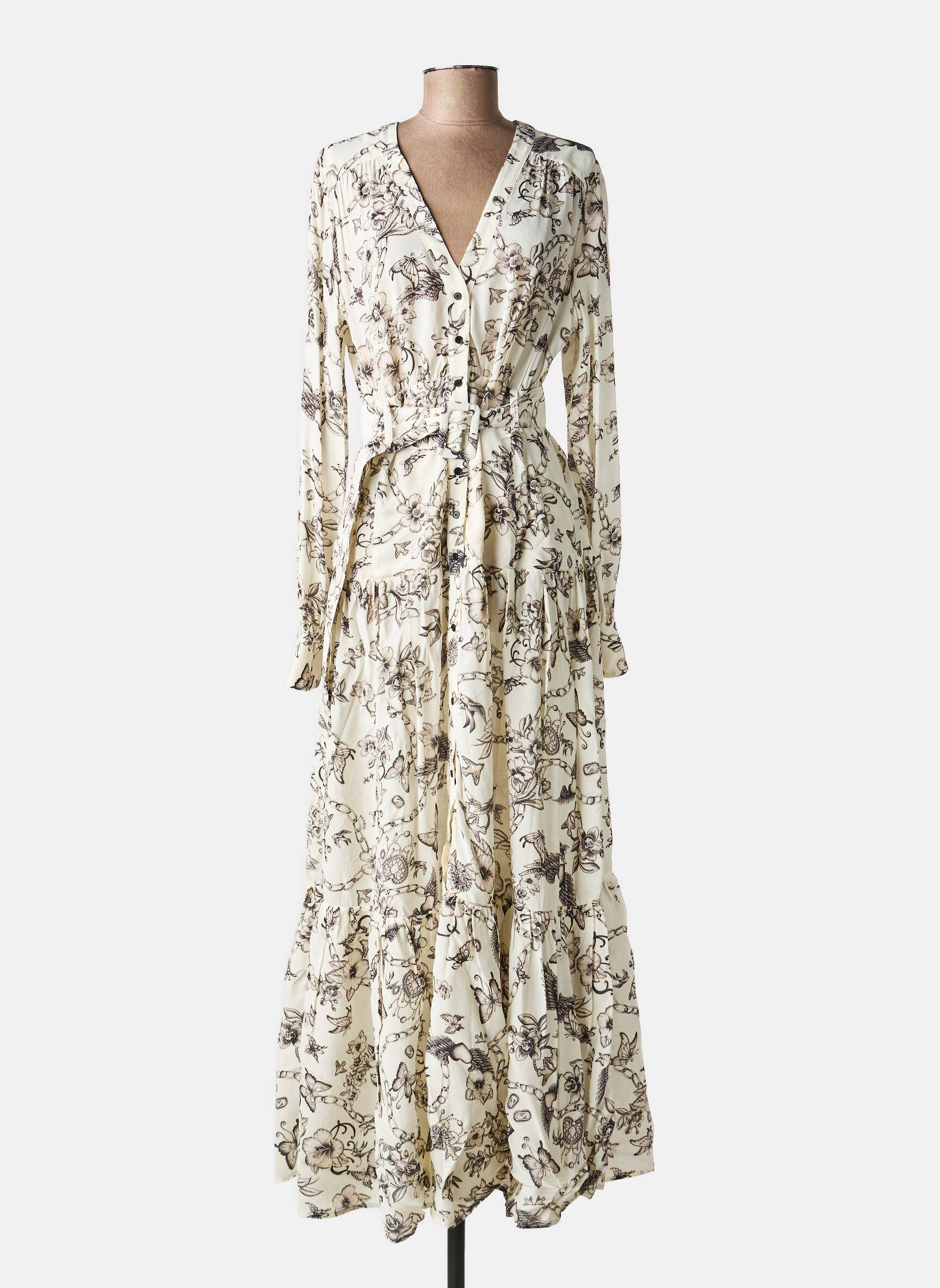 Rochie lungă imprimeu floral alb PINKO femeie