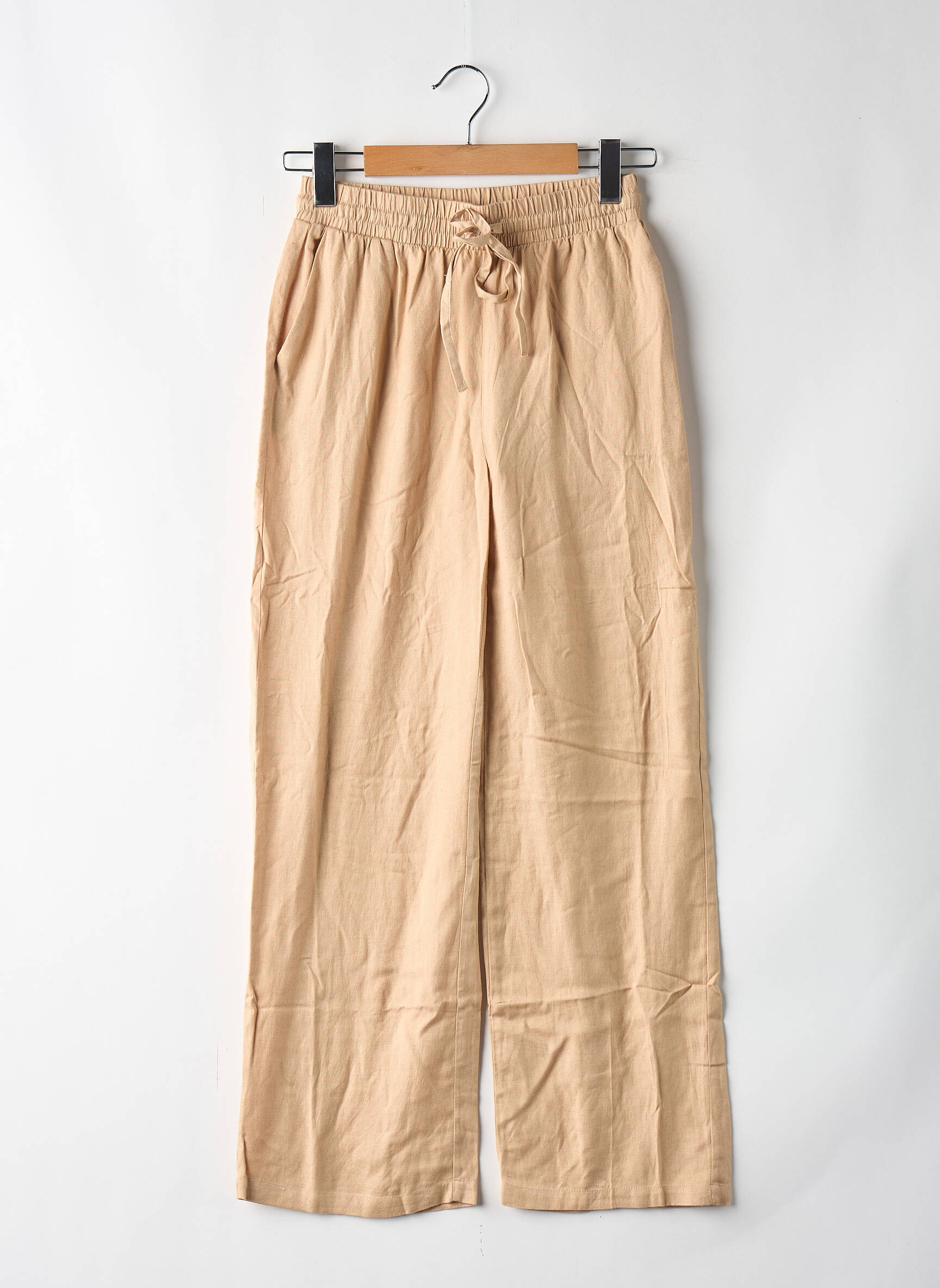 Pantalon larg bej VILA femeie