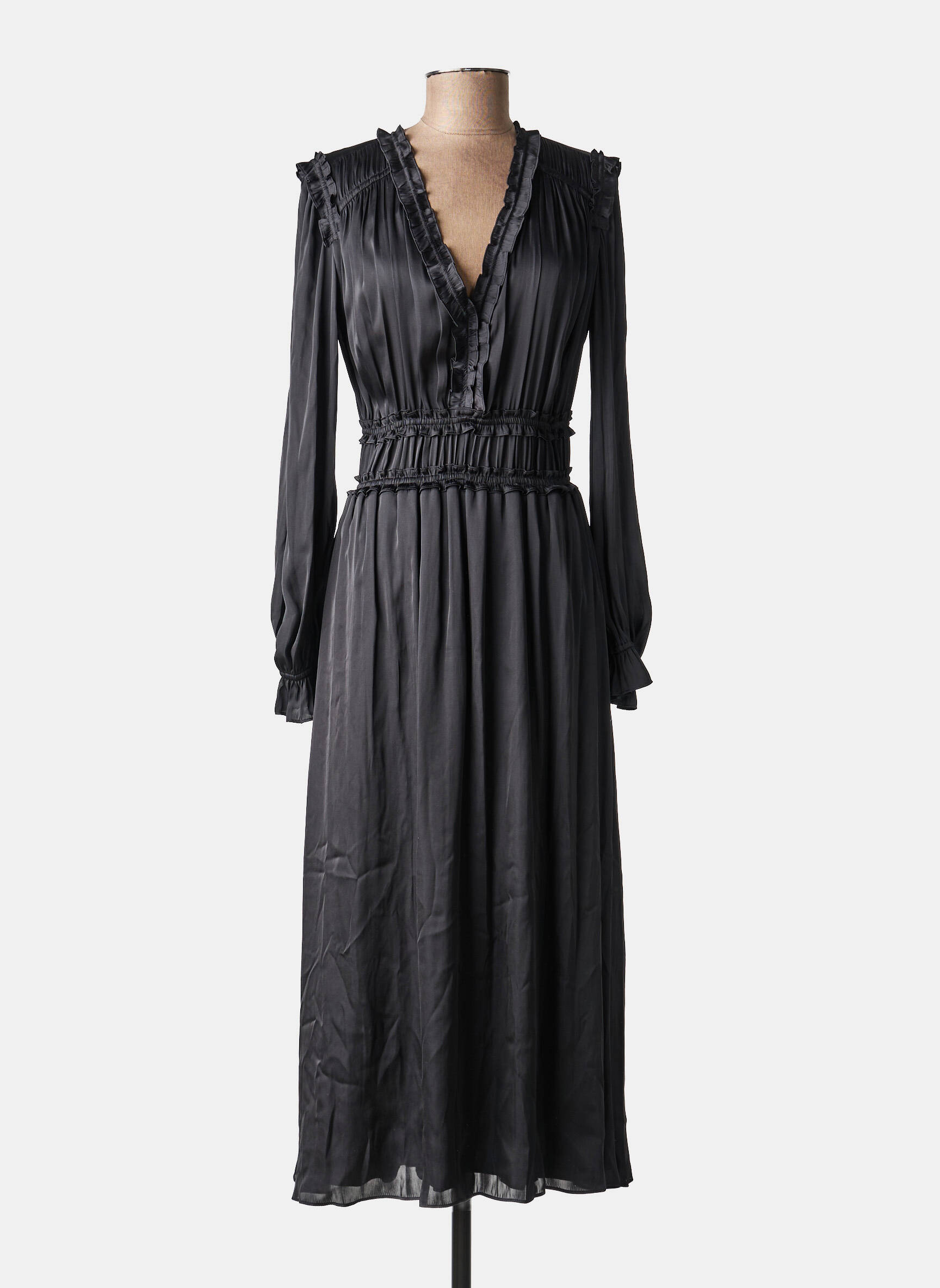 Rochie lungă guler în v negru THE KOOPLES femeie