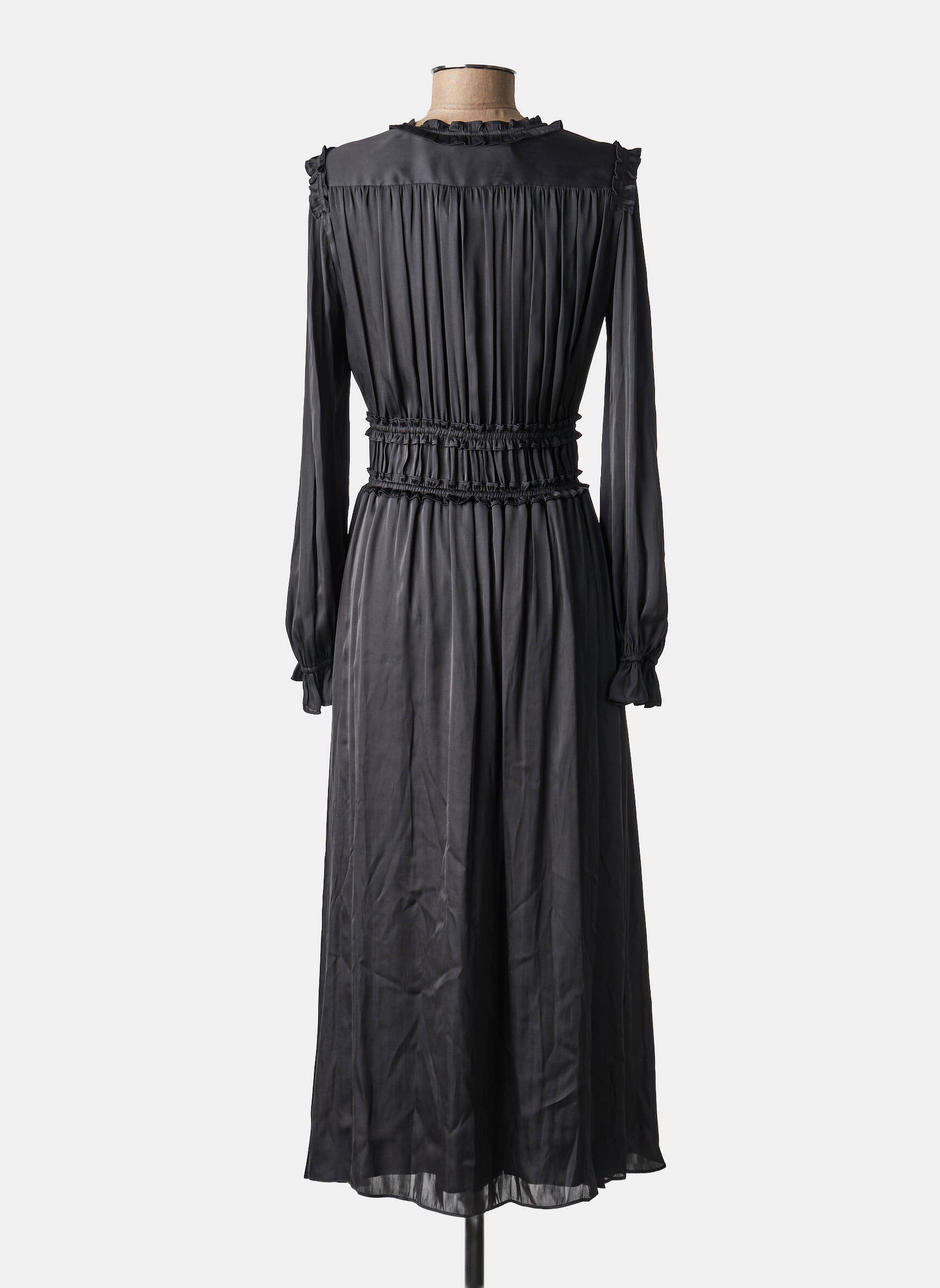 Rochie lungă guler în v negru THE KOOPLES femeie