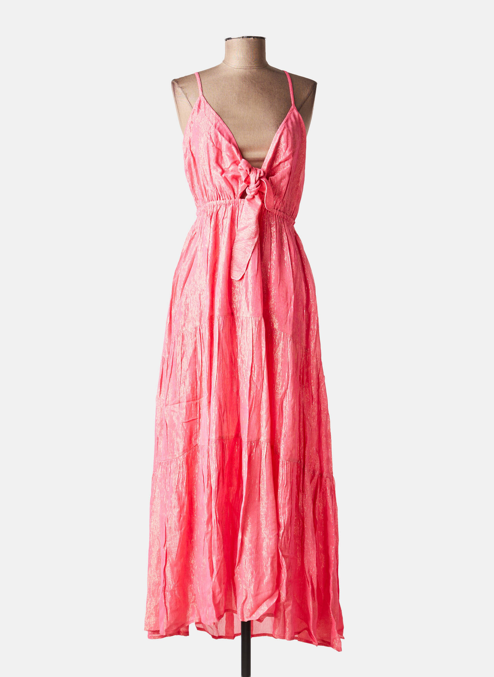 Rochie lungă guler în v roz SUNDRESS femeie