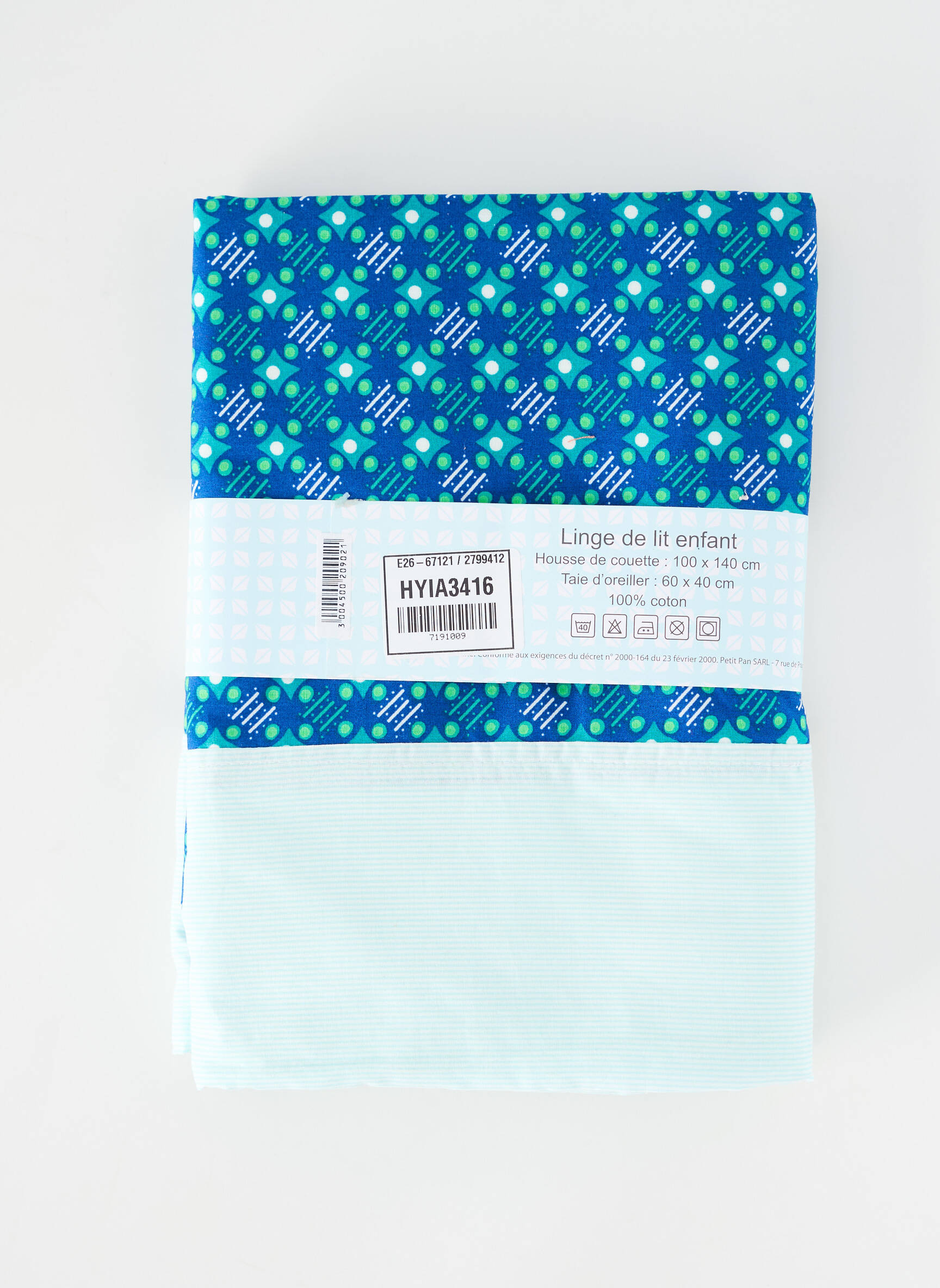Set de lenjerie de pat imprimeu floral albastru PETIT PAN copil